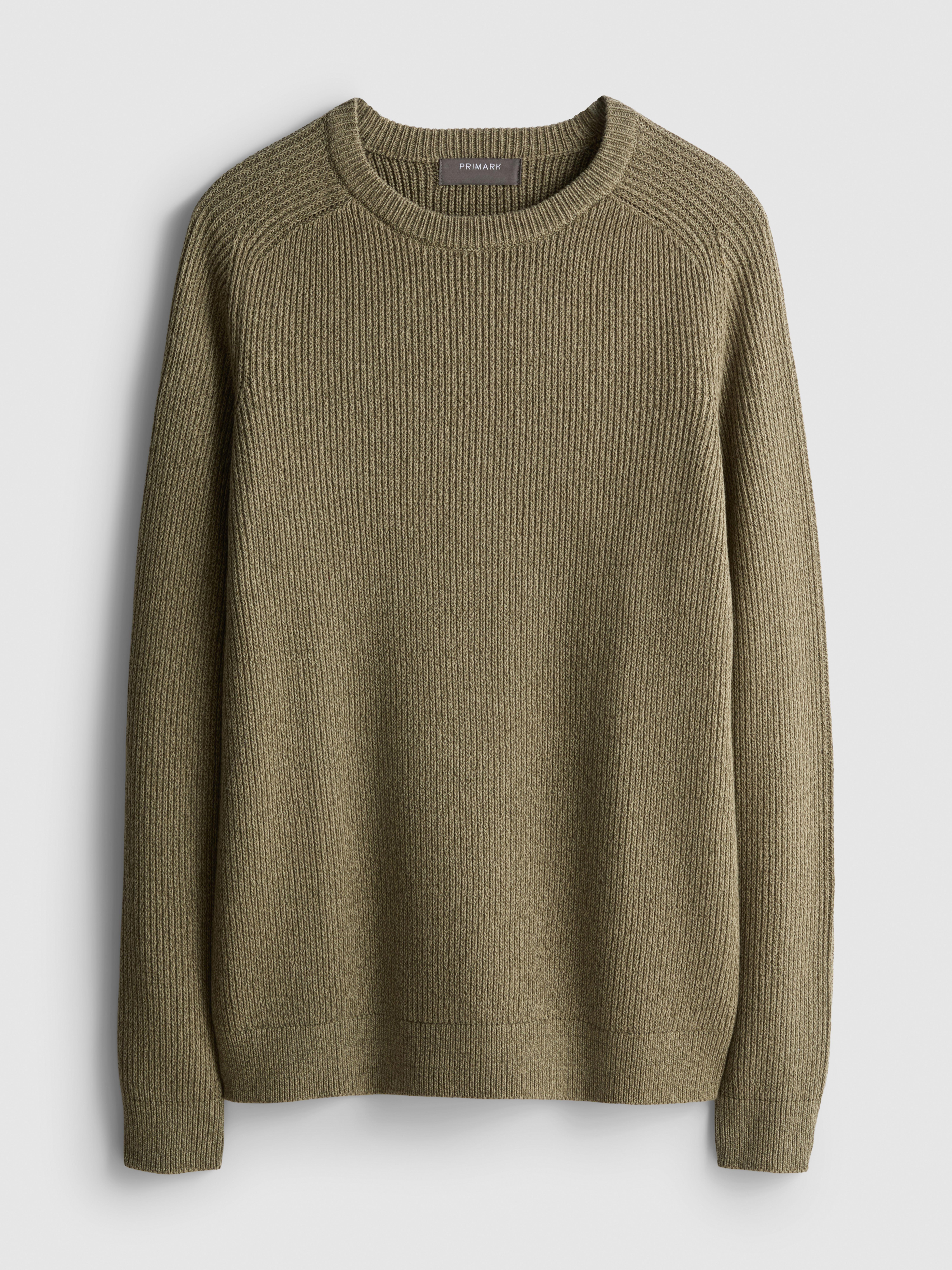 Cotton Rich Crew Neck Sweater - Green