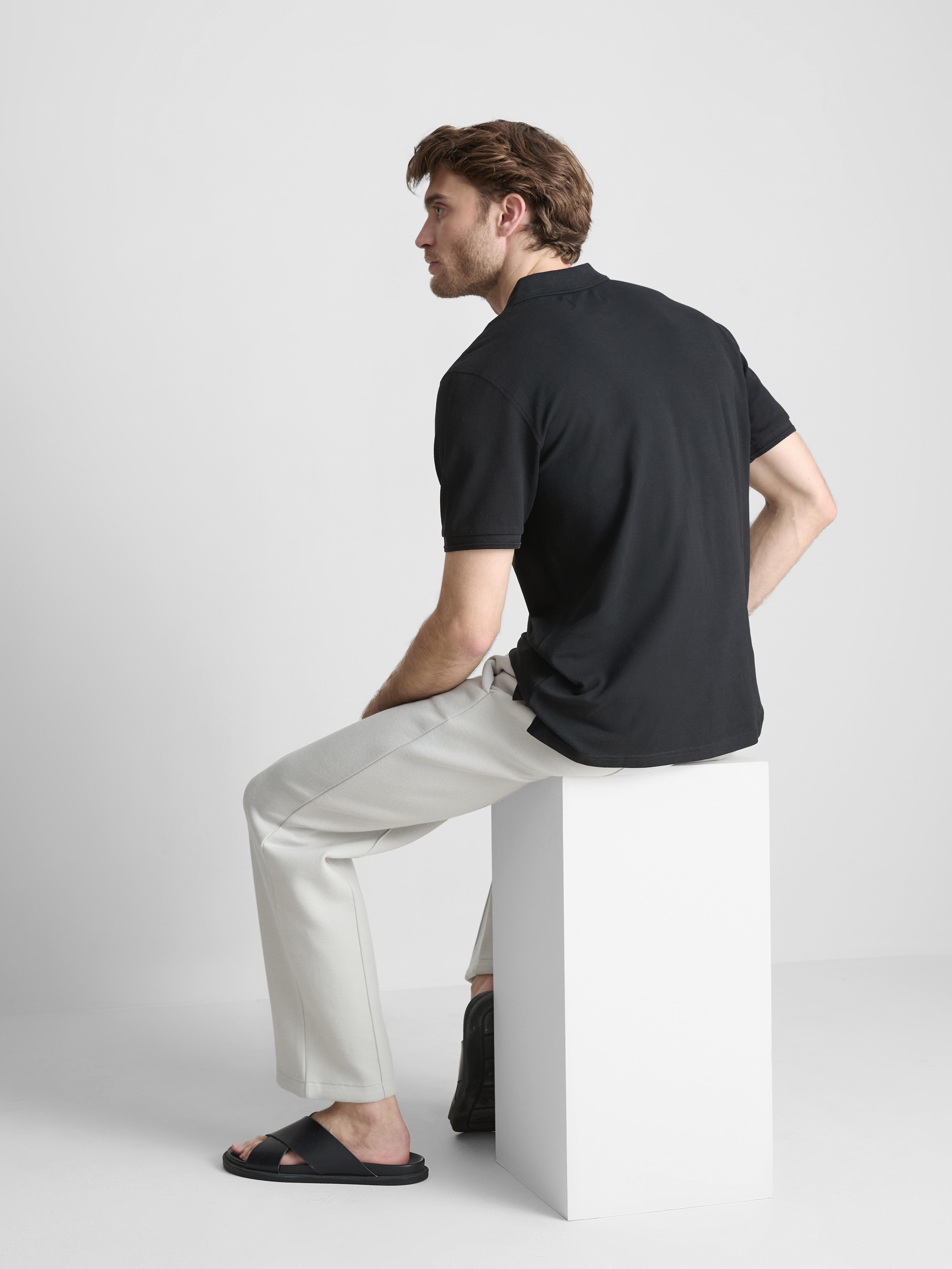 Short-Sleeve Polo Shirt - Black