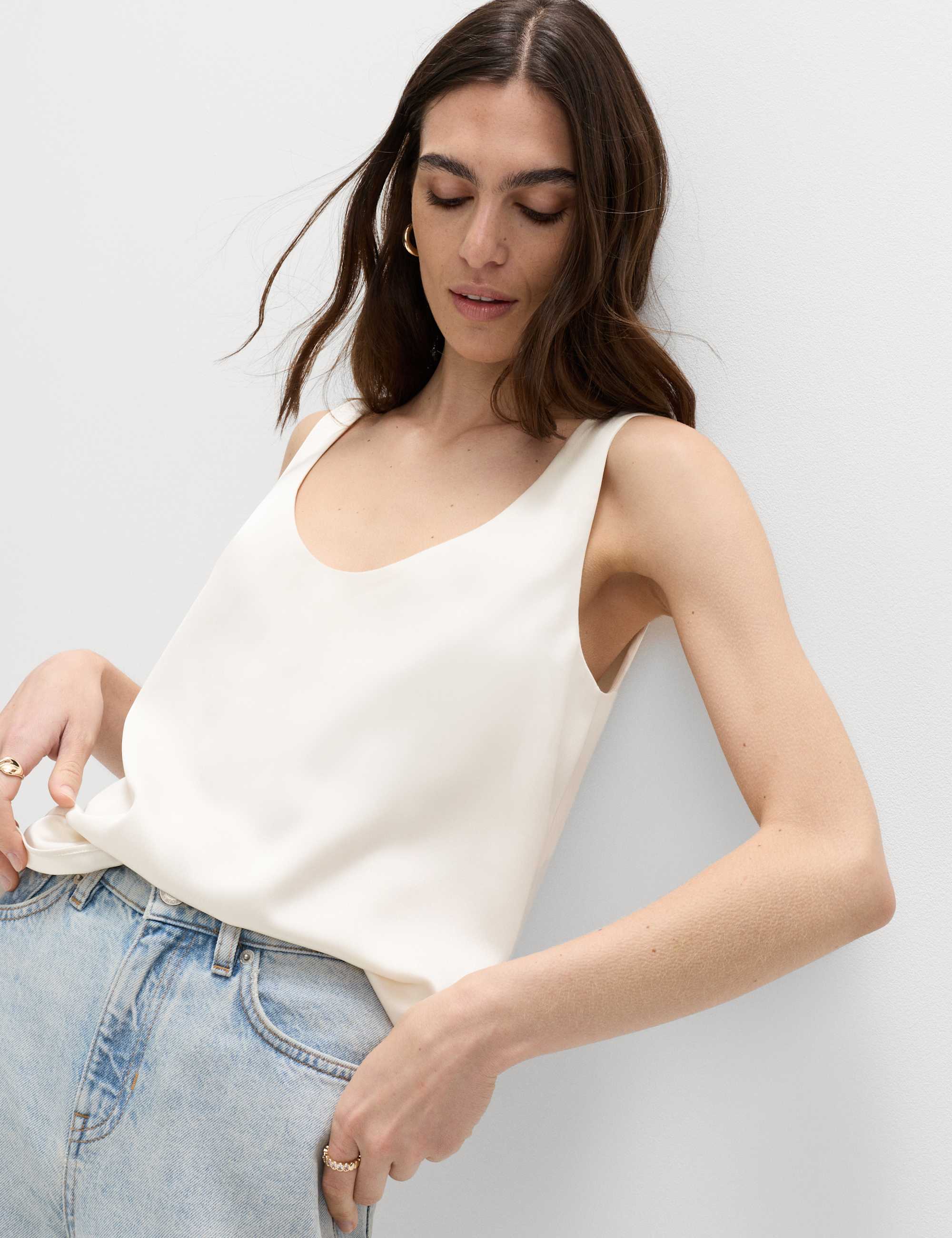 Satin Scoop Neck Cami Top