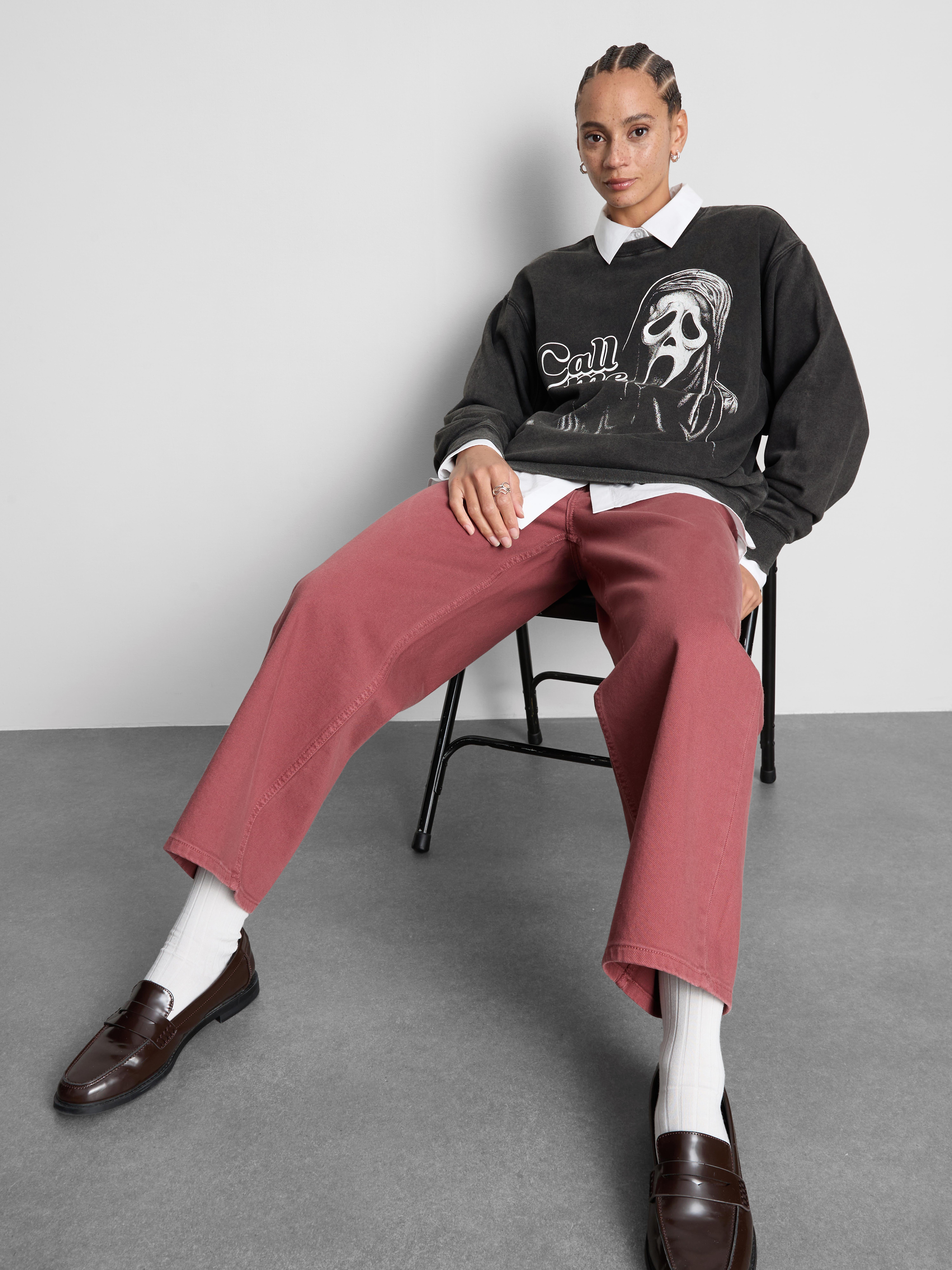 Ghostface Cotton Rich Sweatshirt - Charcoal
