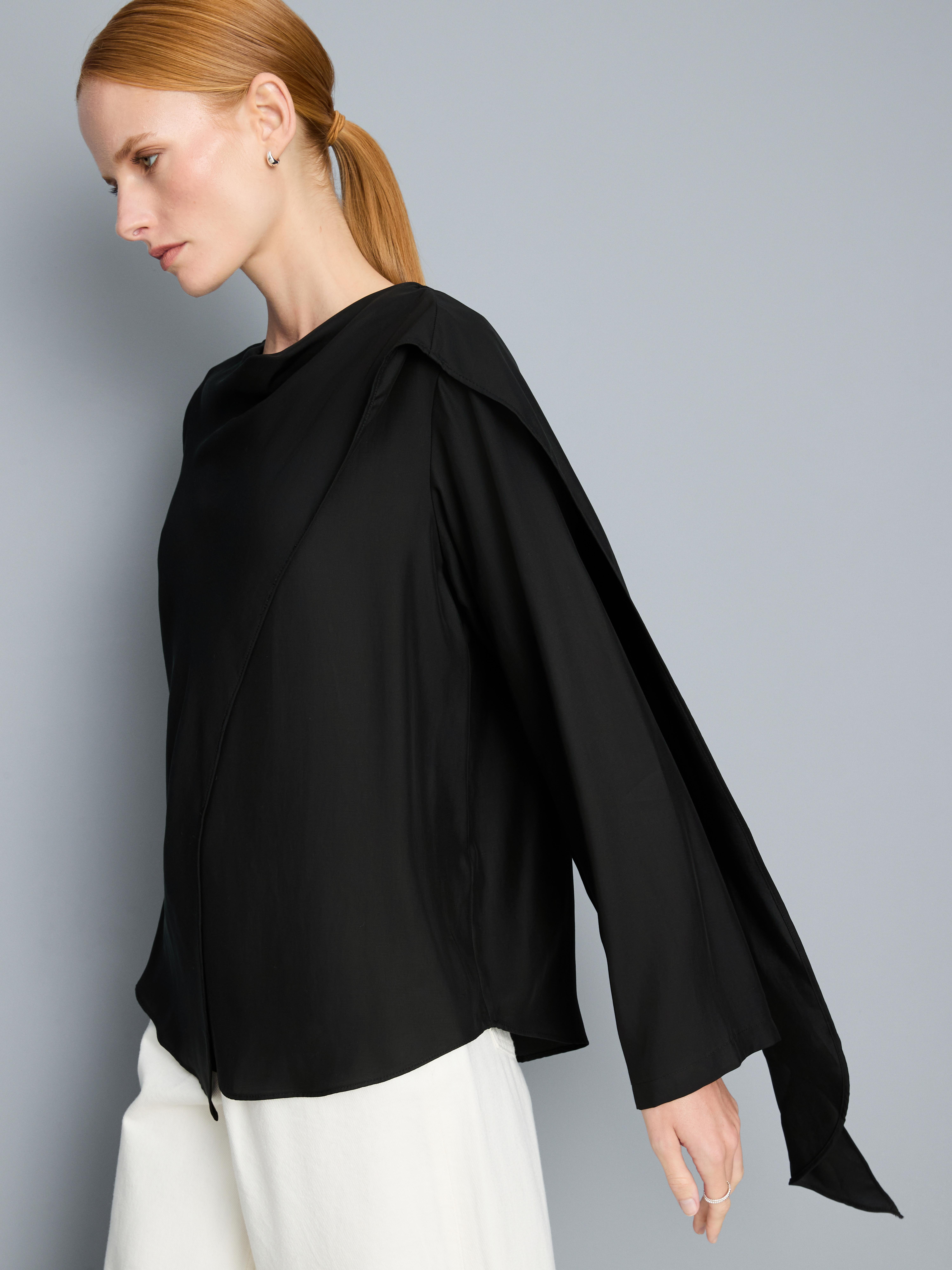 Relaxed Drape Blouse - Black
