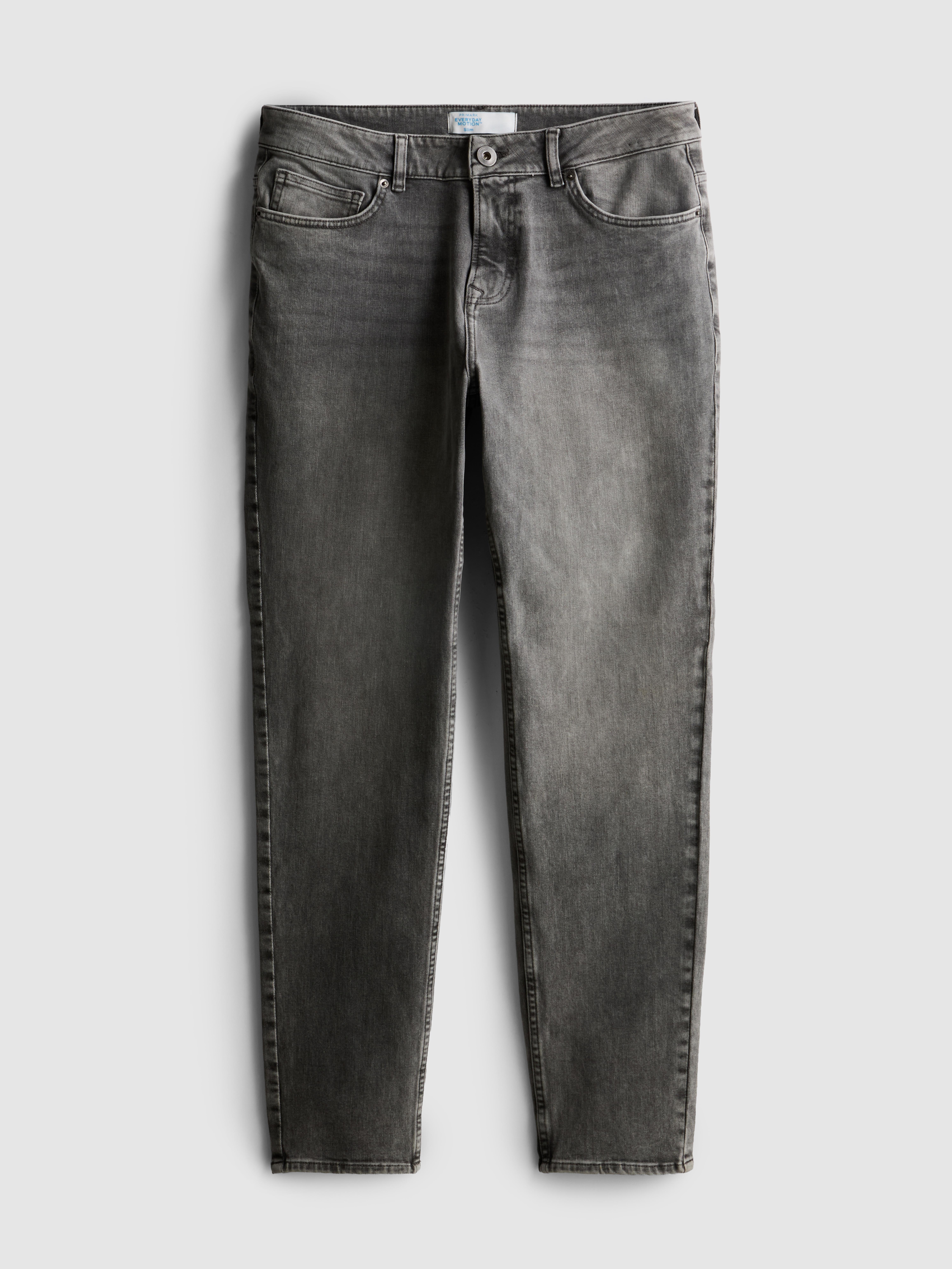 Mid-Rise Slim Fit Jeans - Gray