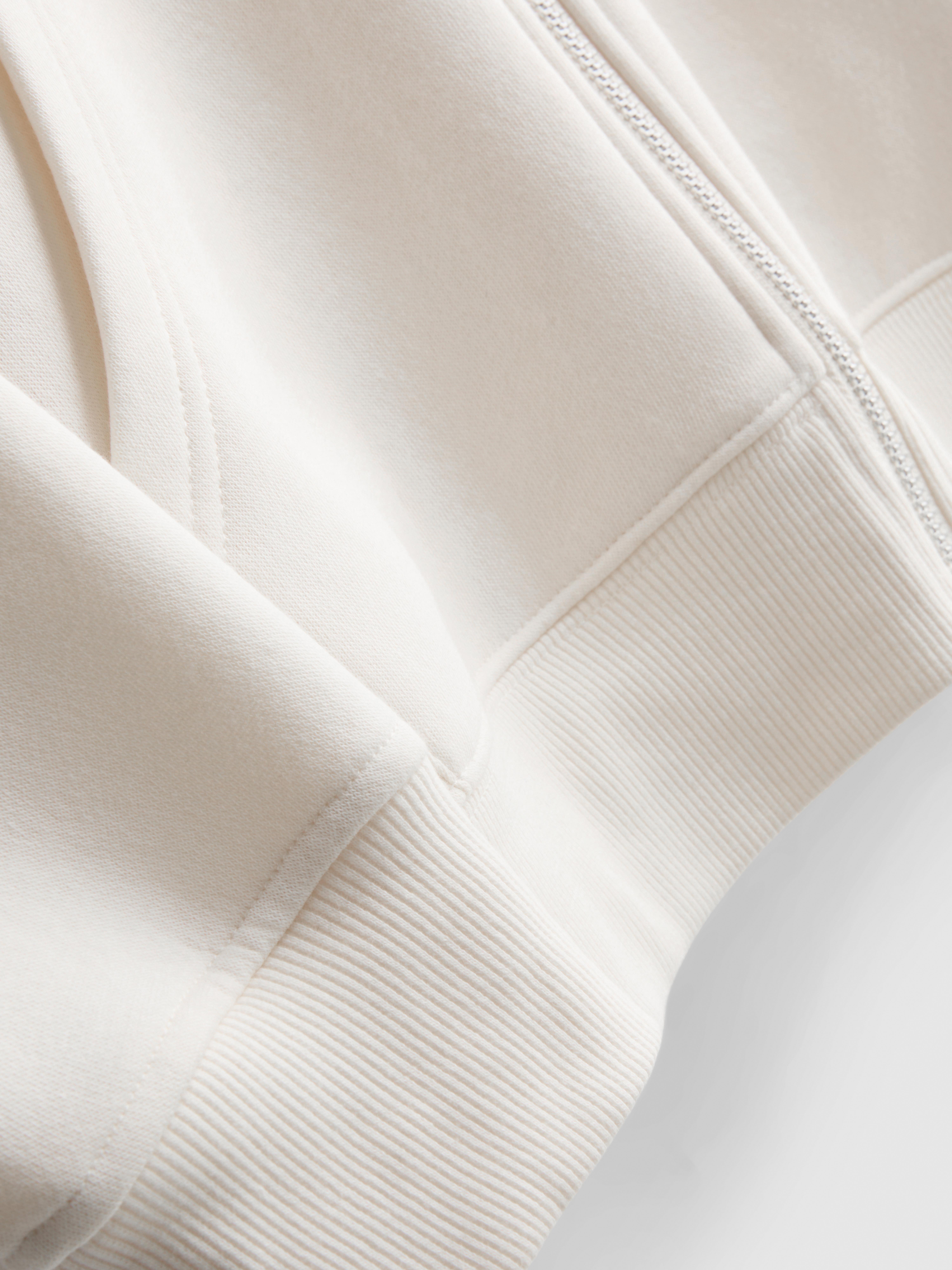Essential Cotton Blend Zip Through Hoodie - Ivory