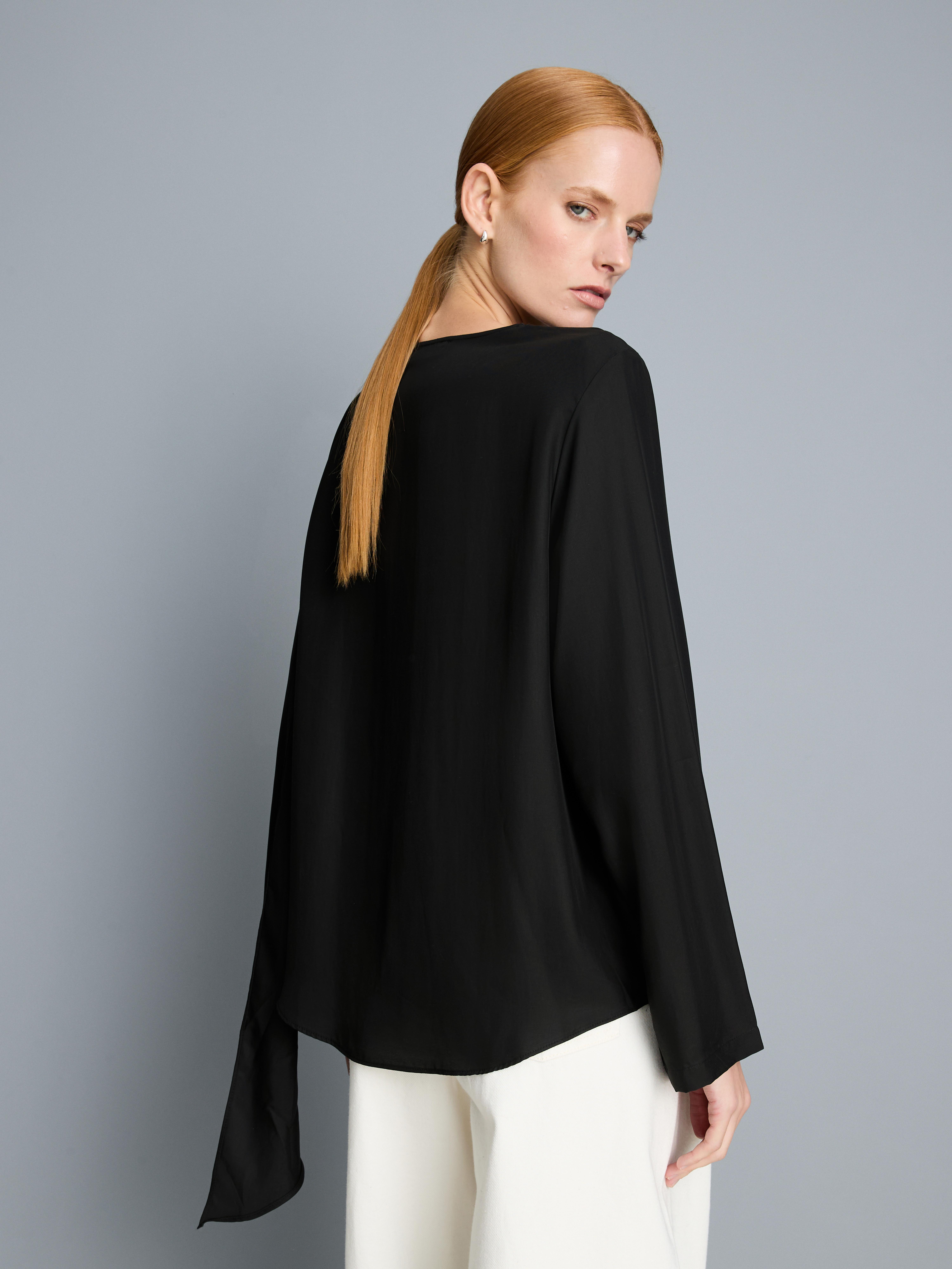 Relaxed Drape Blouse - Black