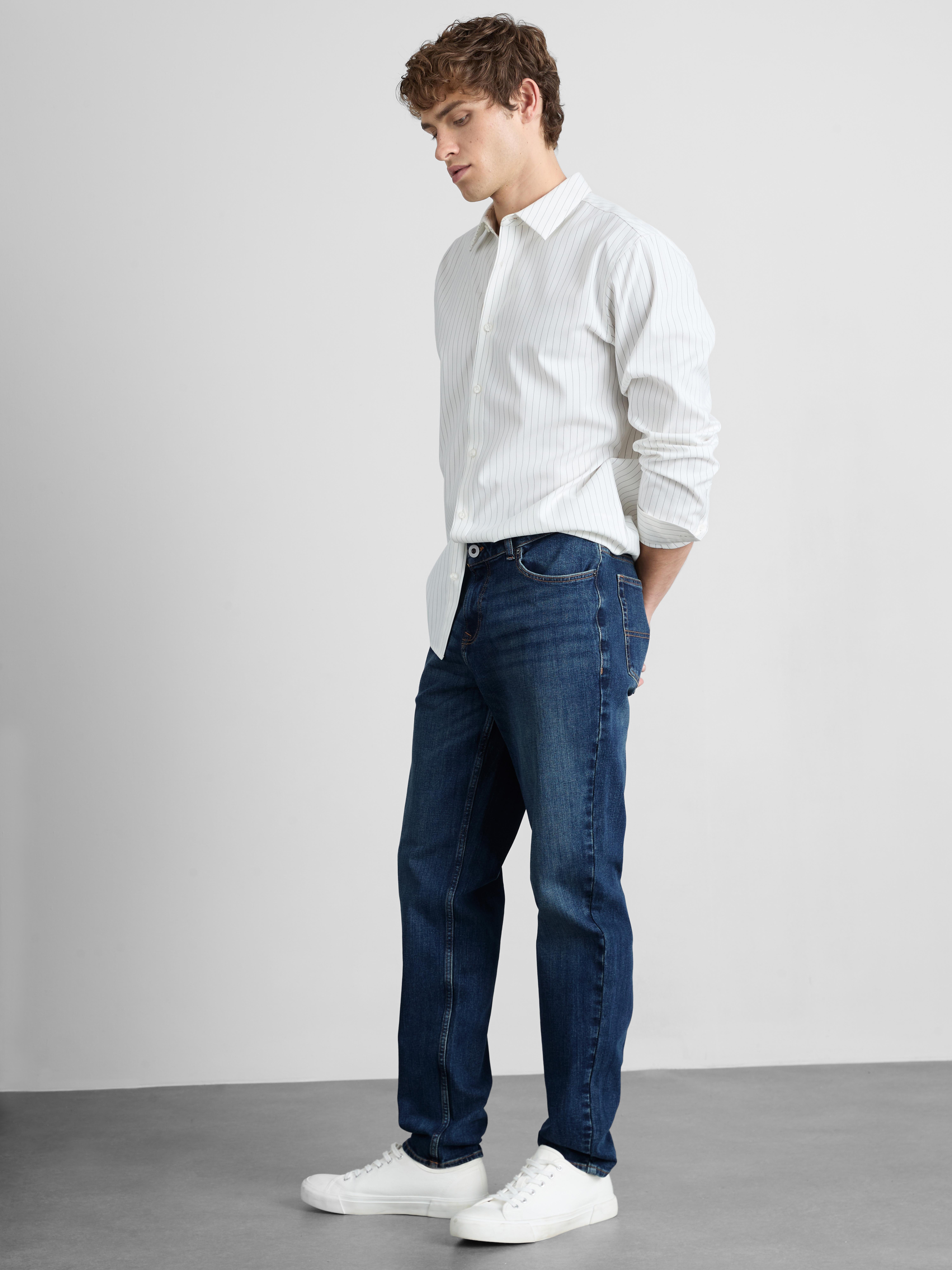 Mid-Rise Slim Fit Jeans - Dark Blue