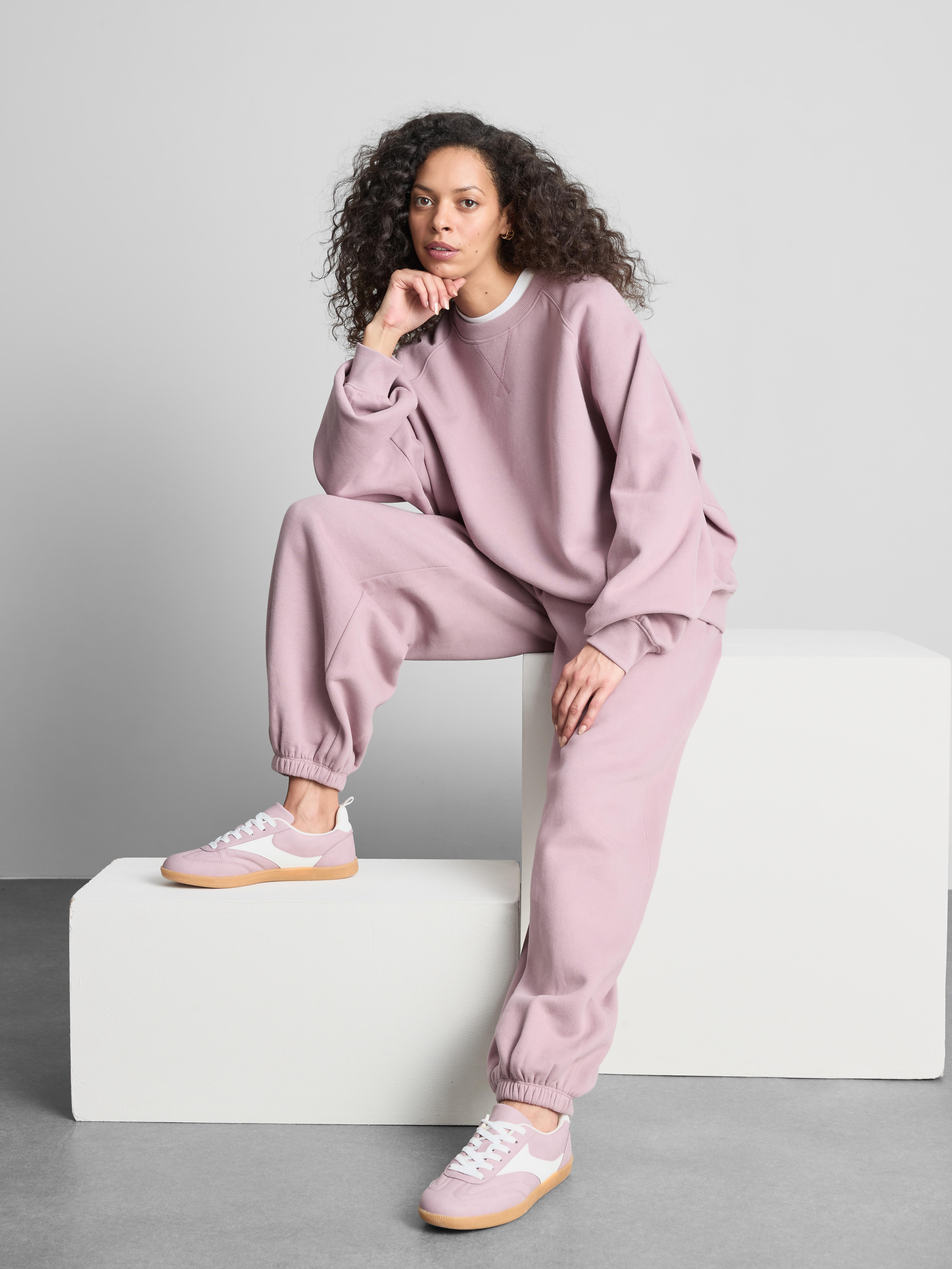 Cotton-Rich Raglan Sweatshirt - Pink