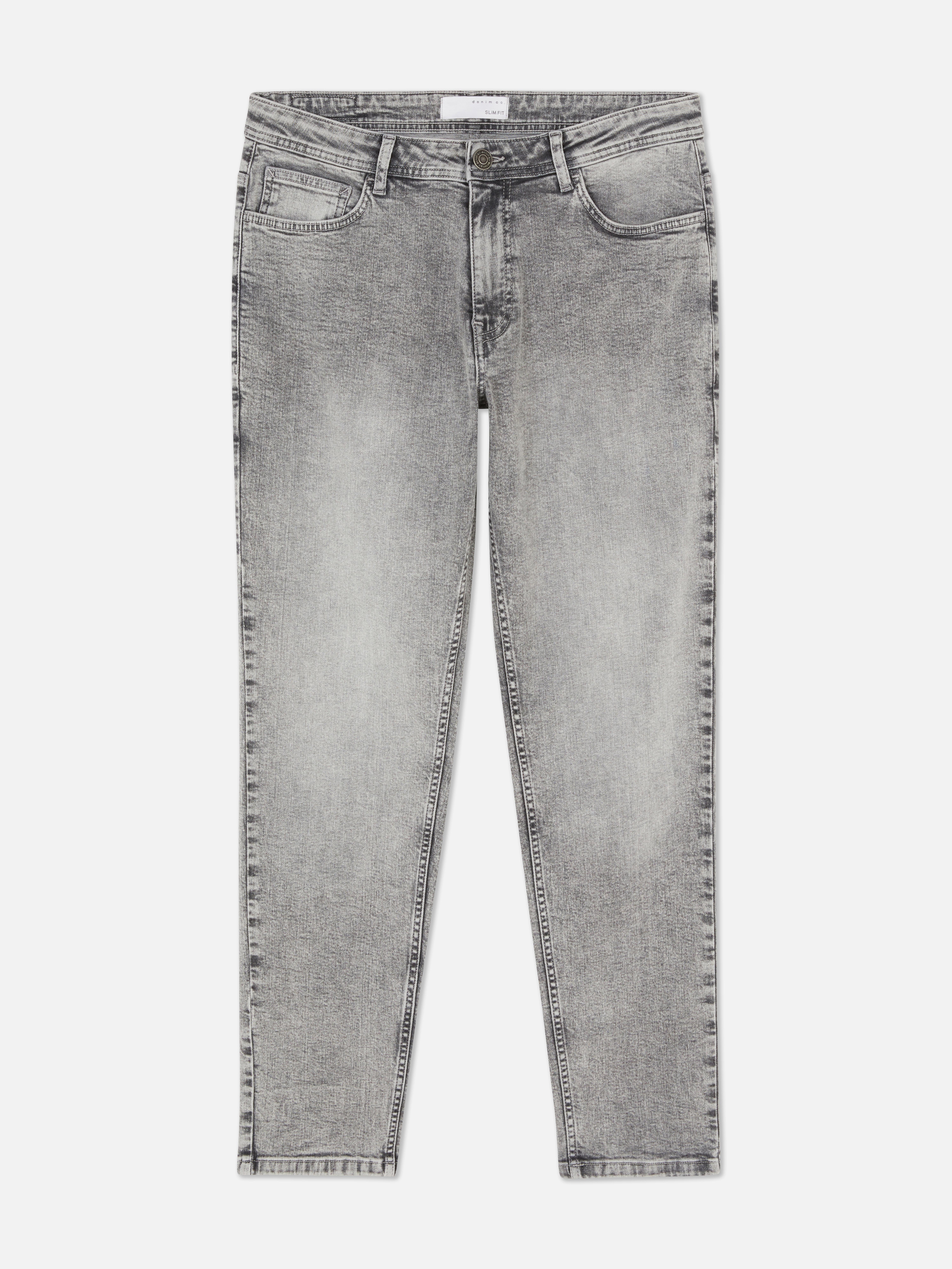 Mid-Rise Slim Fit Jeans - Gray
