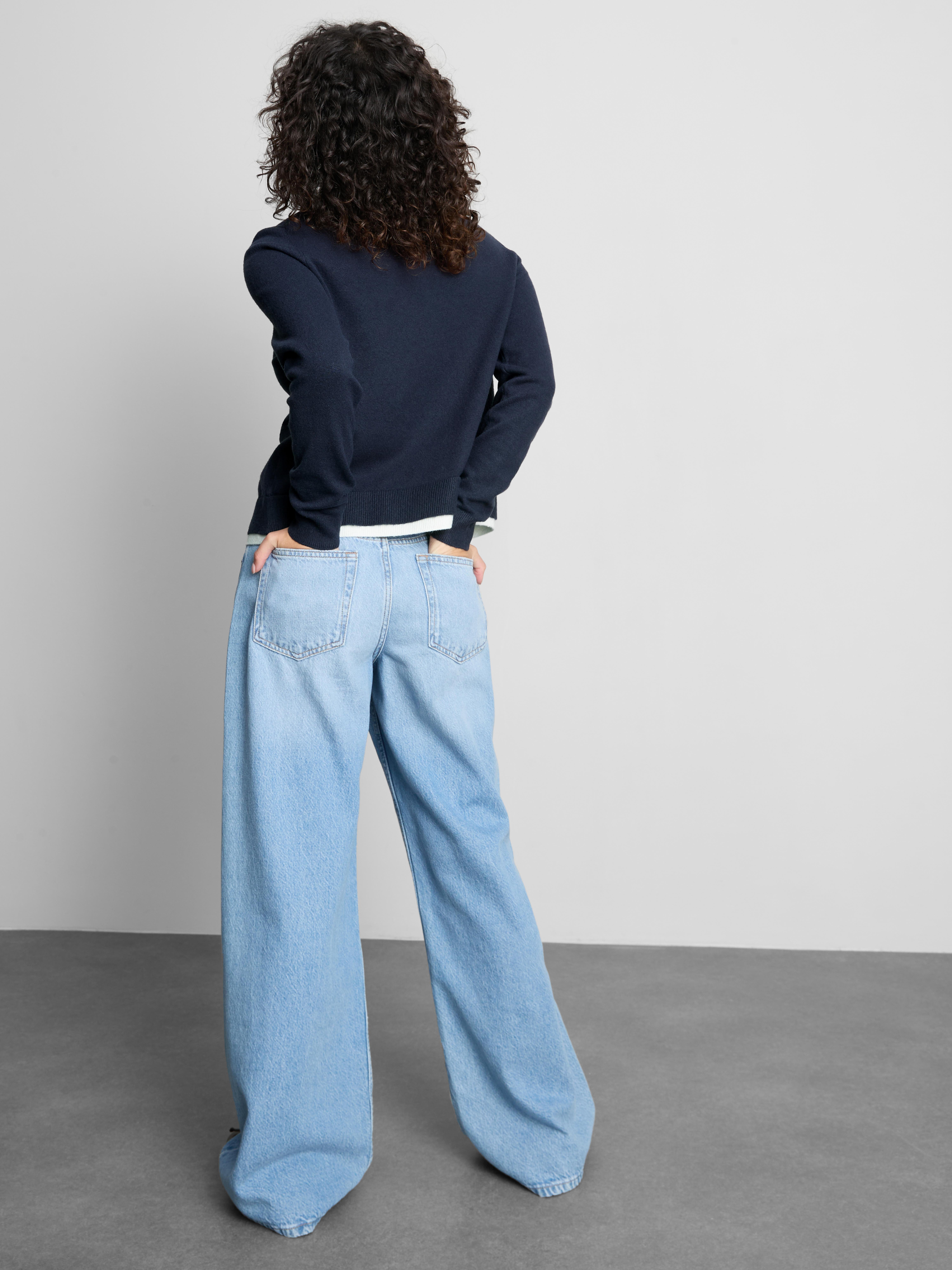 Knitted Double Layered Cardigan - Navy