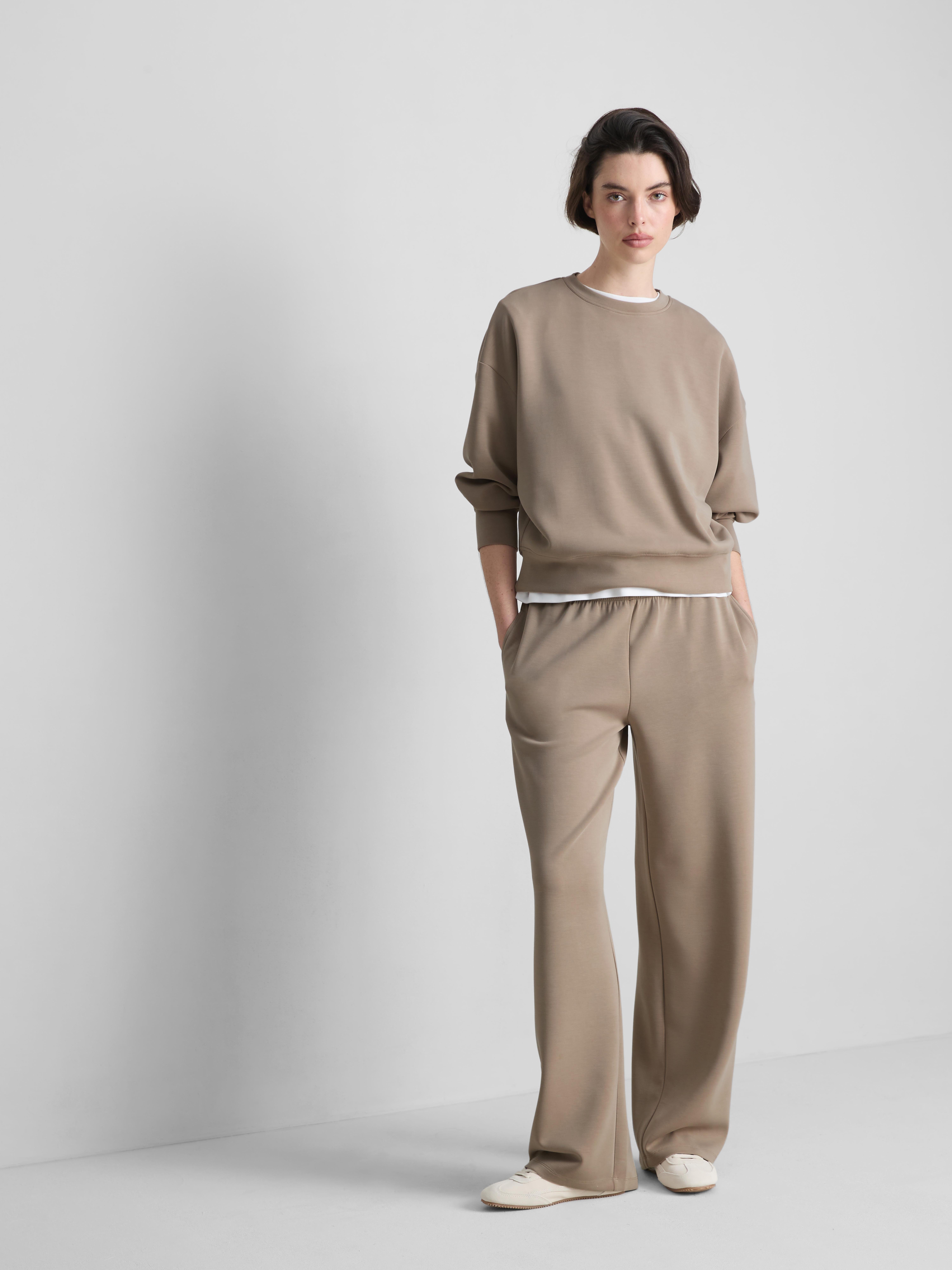 Modal-Blend Crewneck Sweatshirt - Taupe