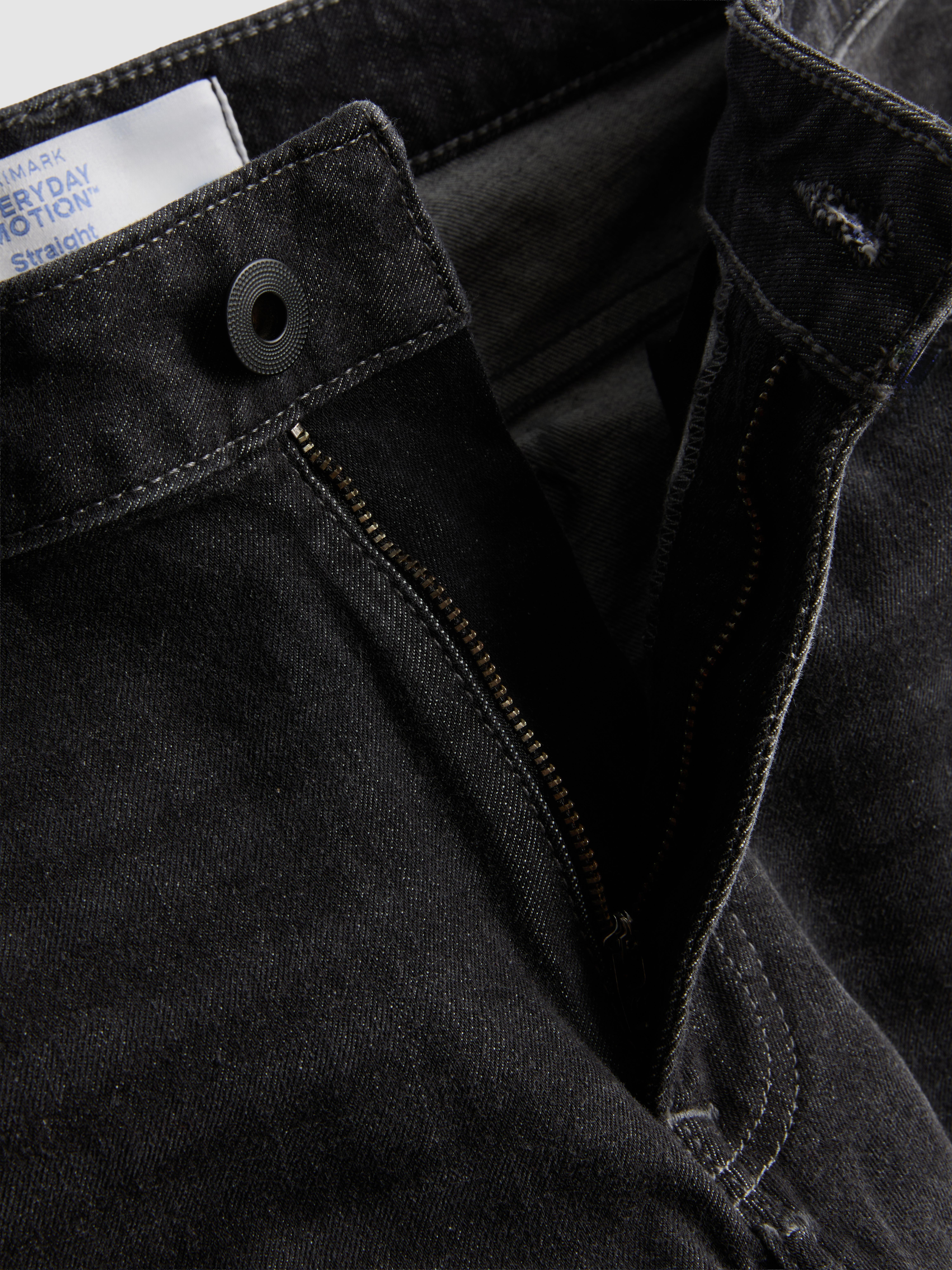 Mid-Rise Straight-Leg Jeans - Black