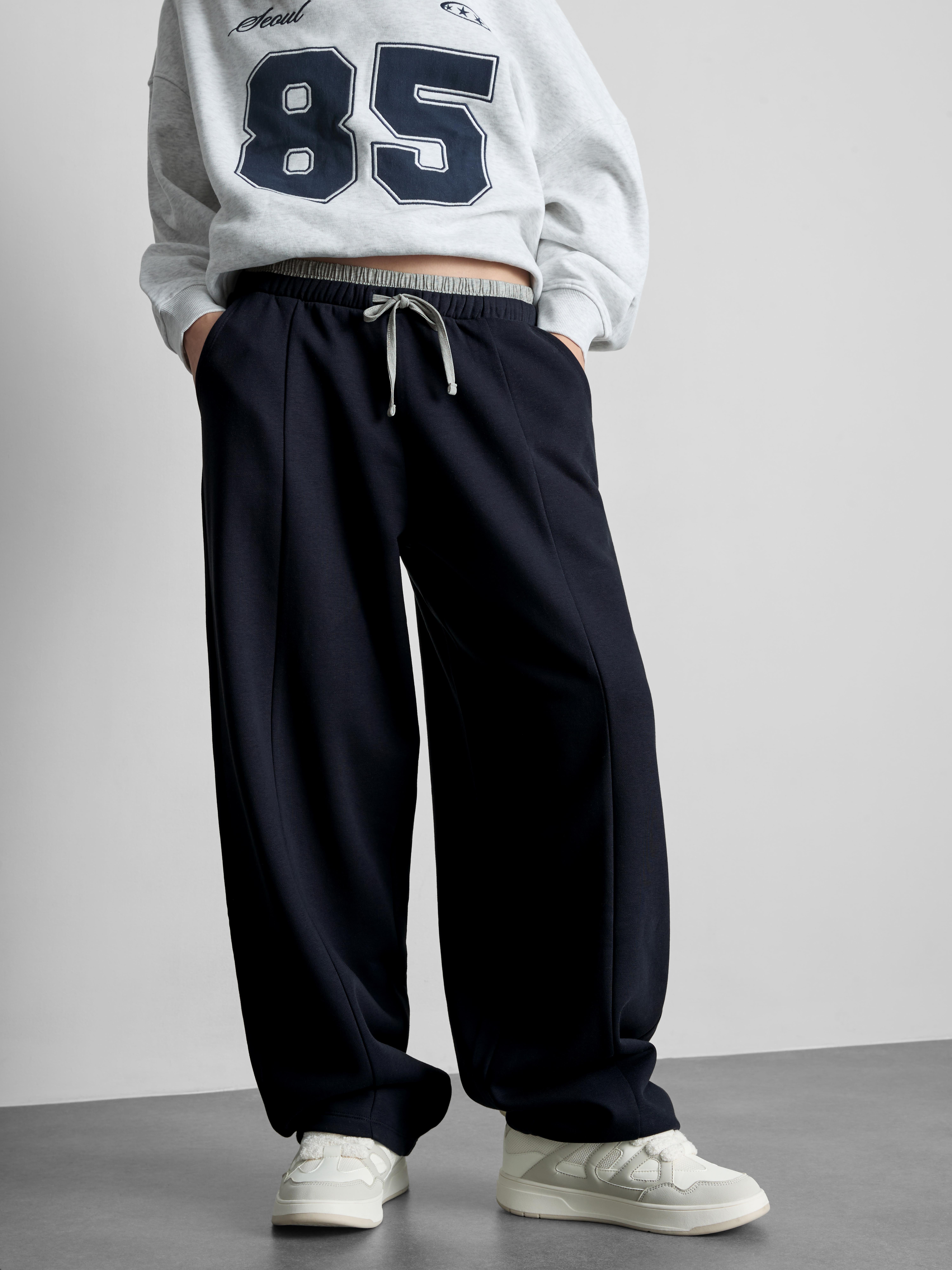 The Primark Scene | Double Waistband Barrel Leg Joggers - Navy