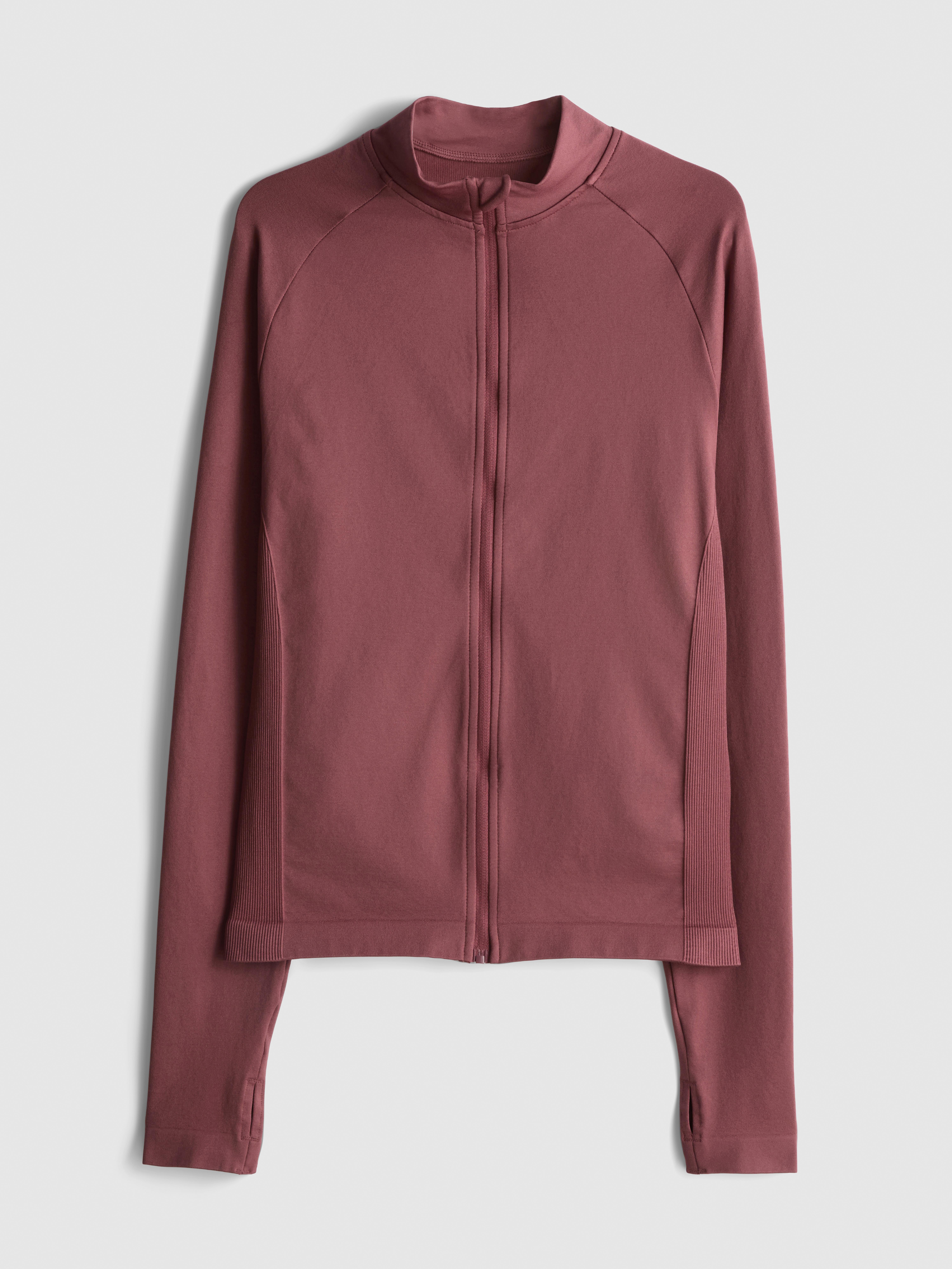 Seamless Zip Through Active Jacket - Dark Pink