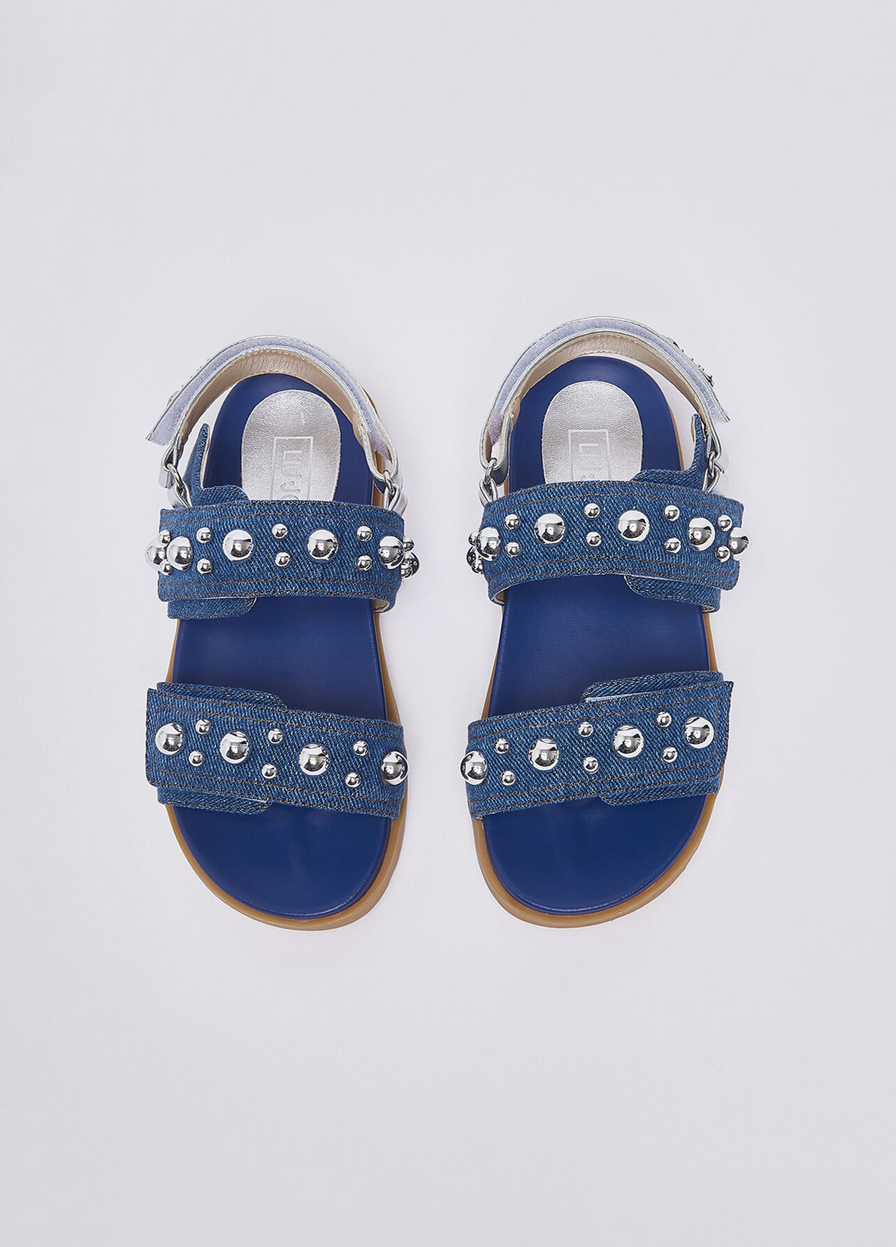 Sandali in denim con borchie - BLUE