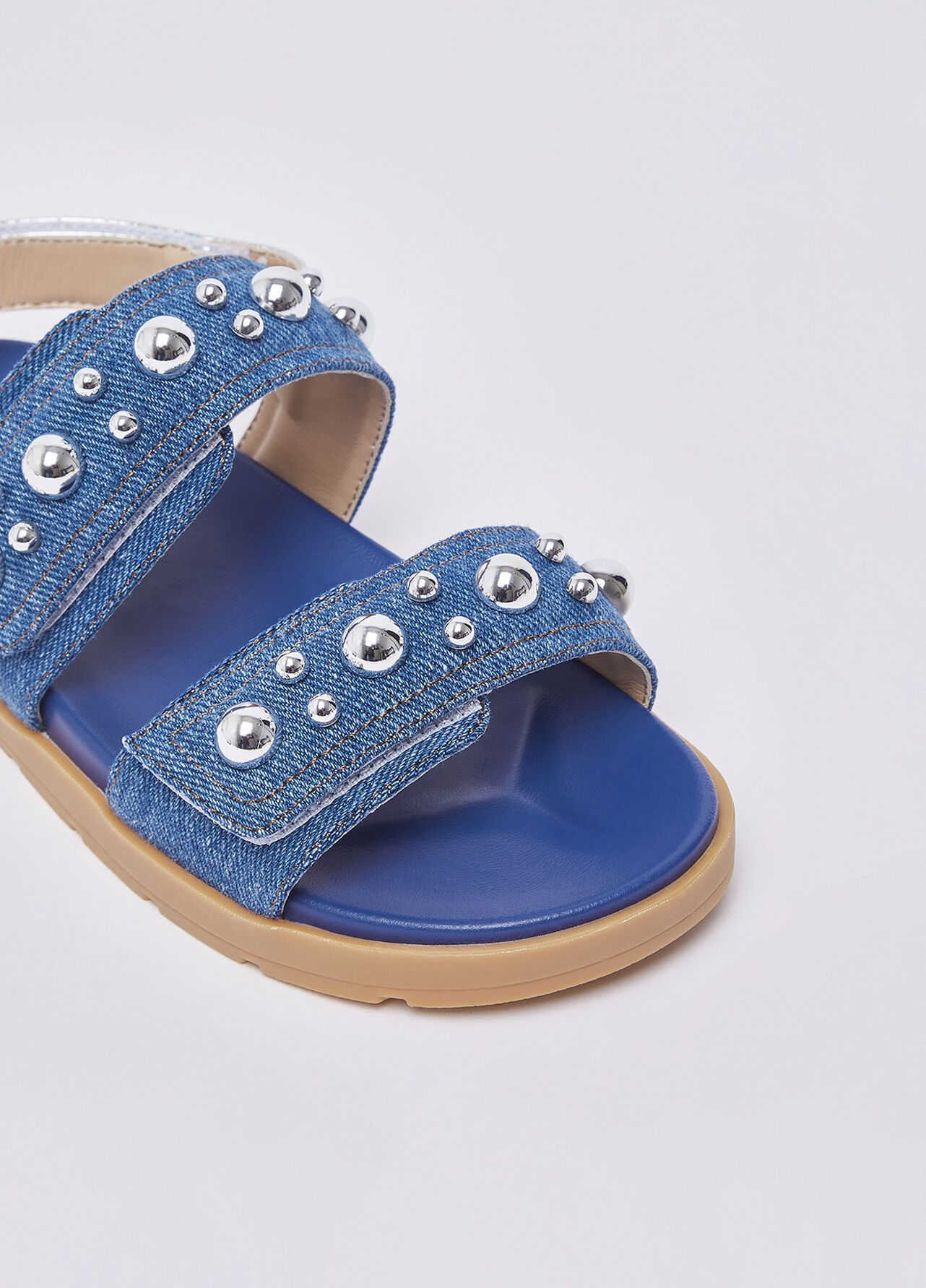 Sandali in denim con borchie - BLUE