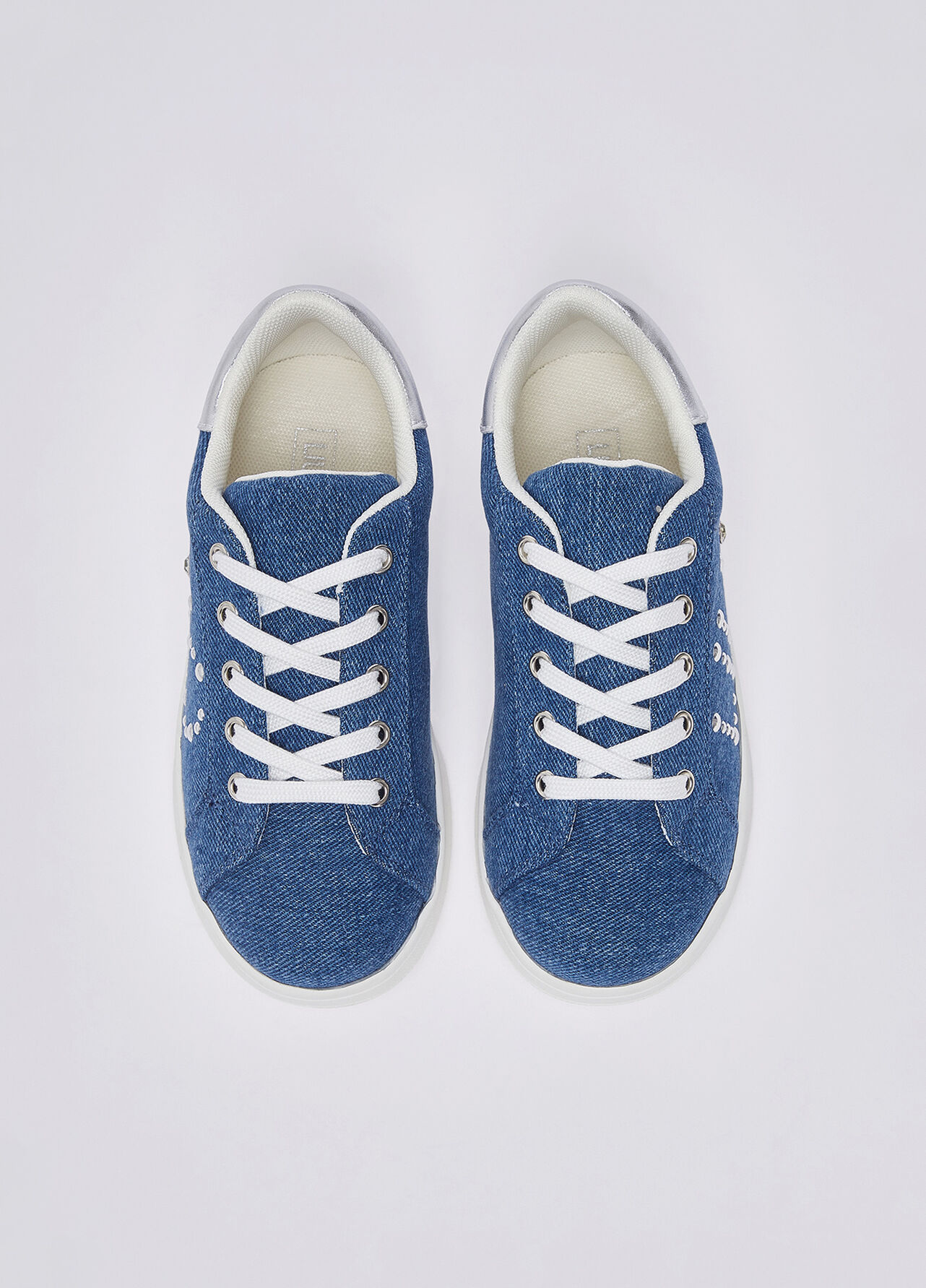 Sneakers in denim con borchie - BLUE
