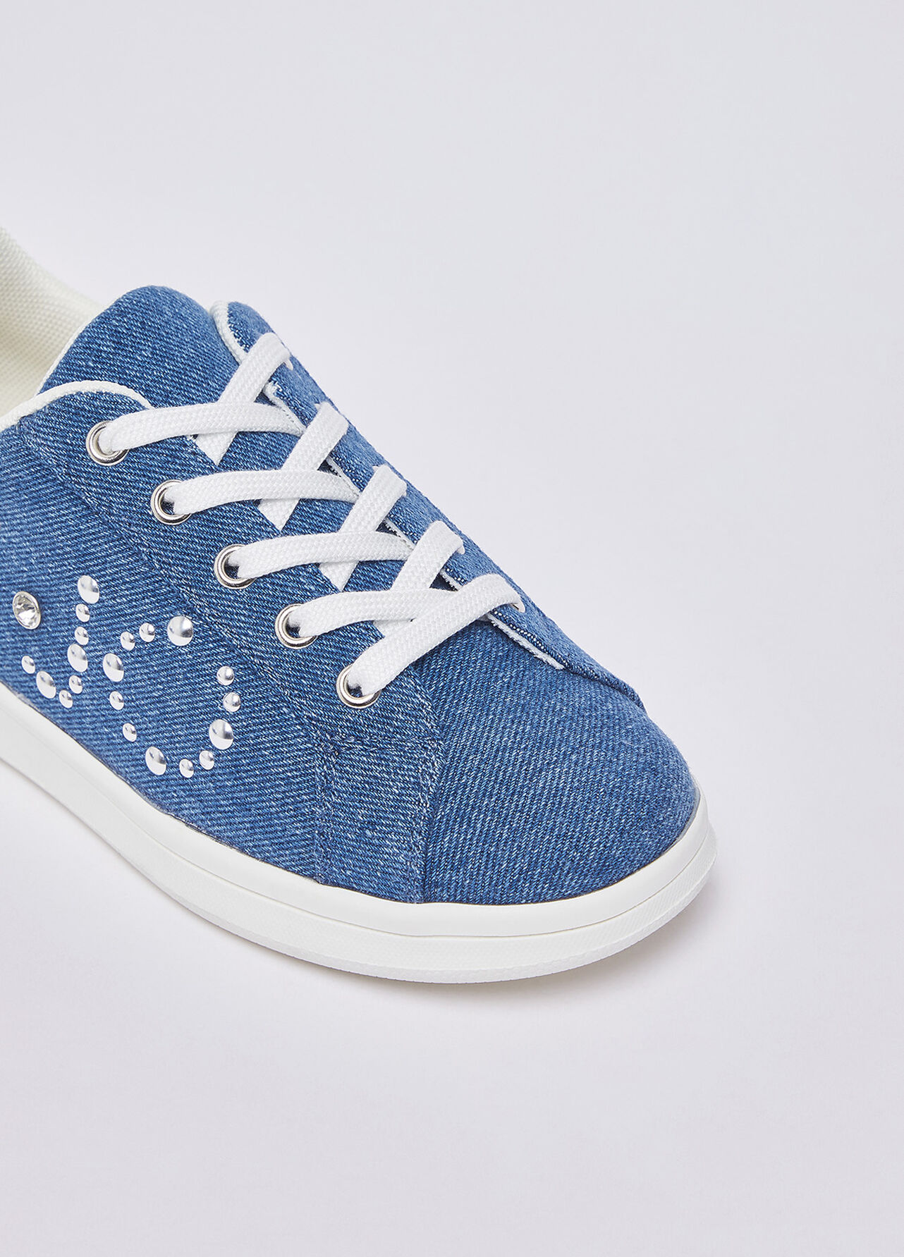 Sneakers in denim con borchie - BLUE