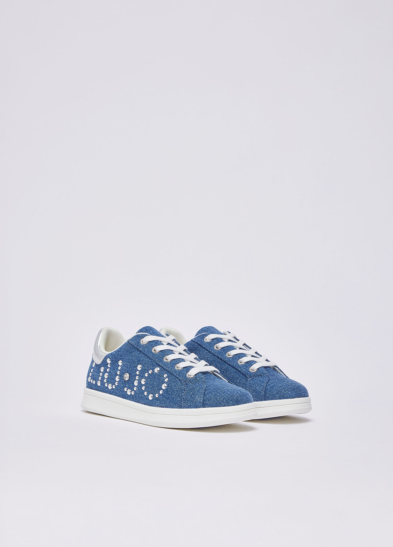 Sneakers in denim con borchie - BLUE