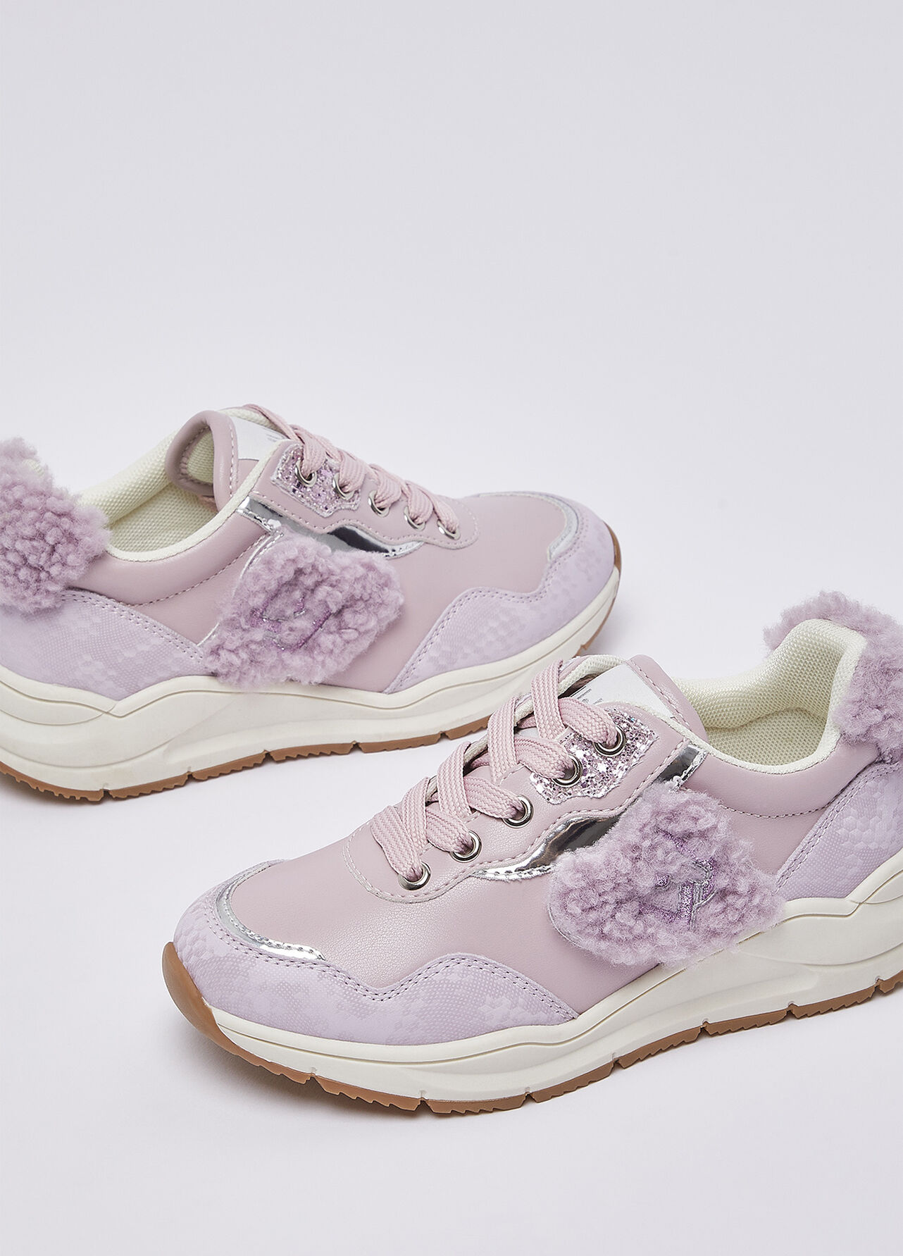 Sneakers con dettagli teddy - LILAC