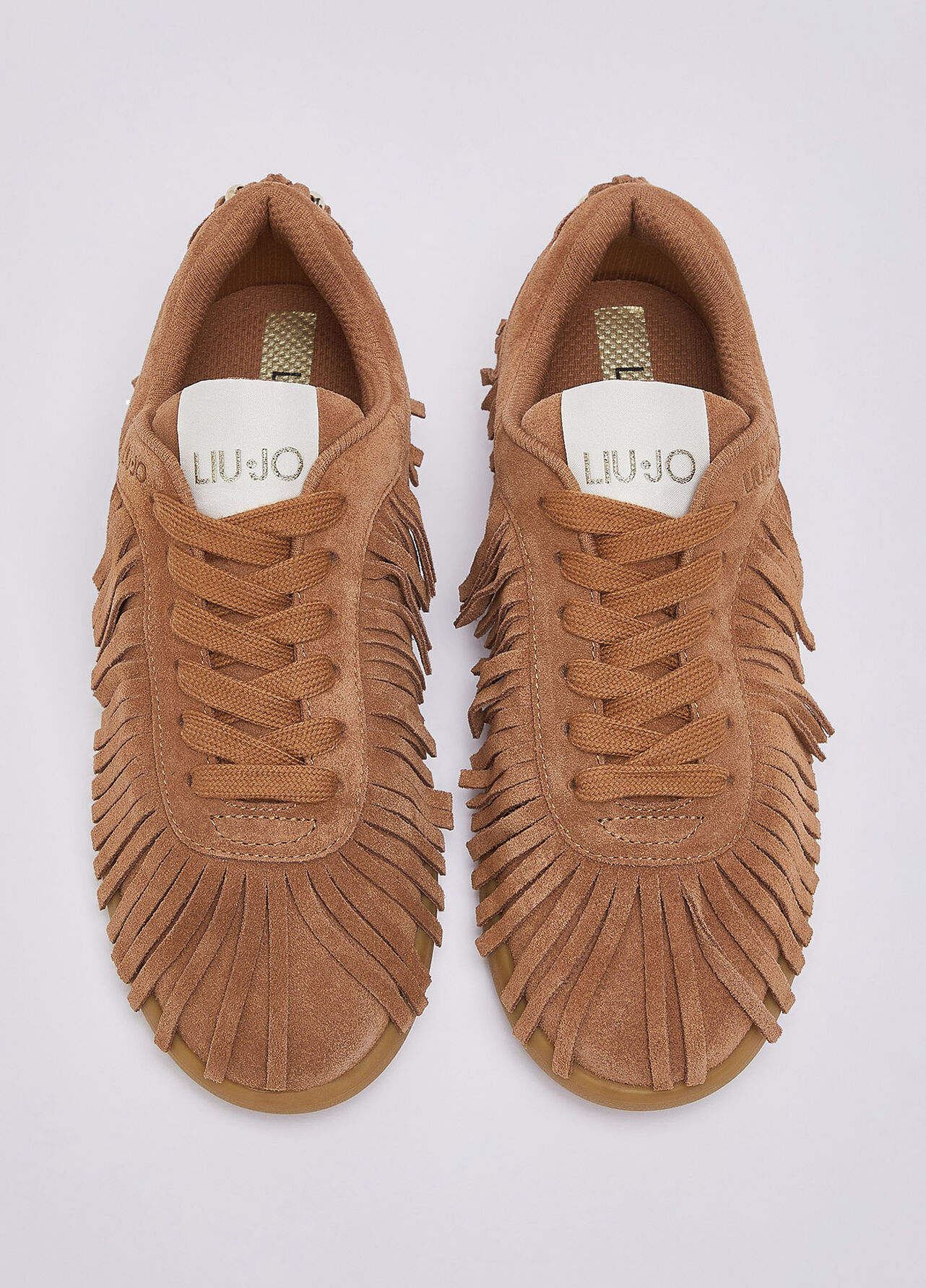 Sneakers in suede con frange - DARK BEIGE