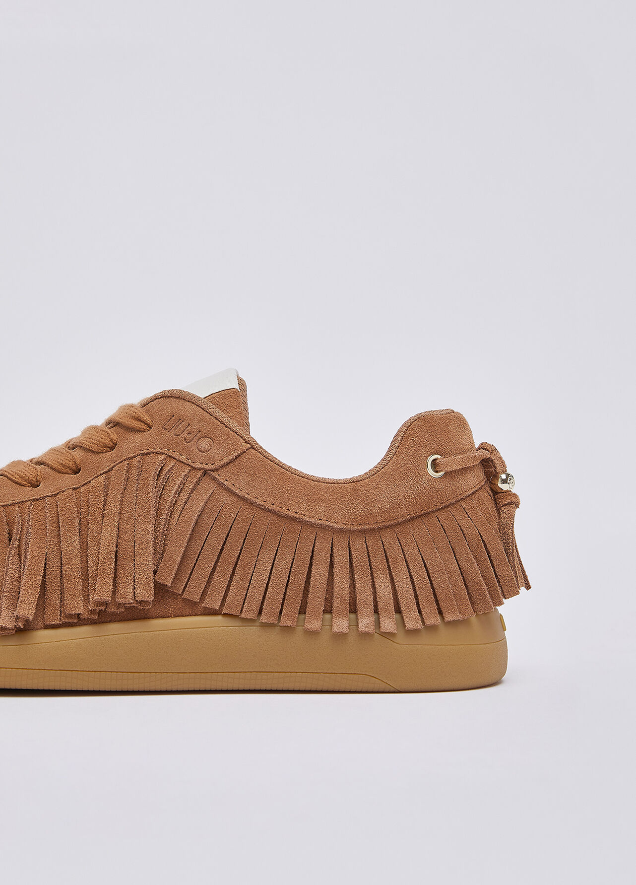 Sneakers in suede con frange - DARK BEIGE