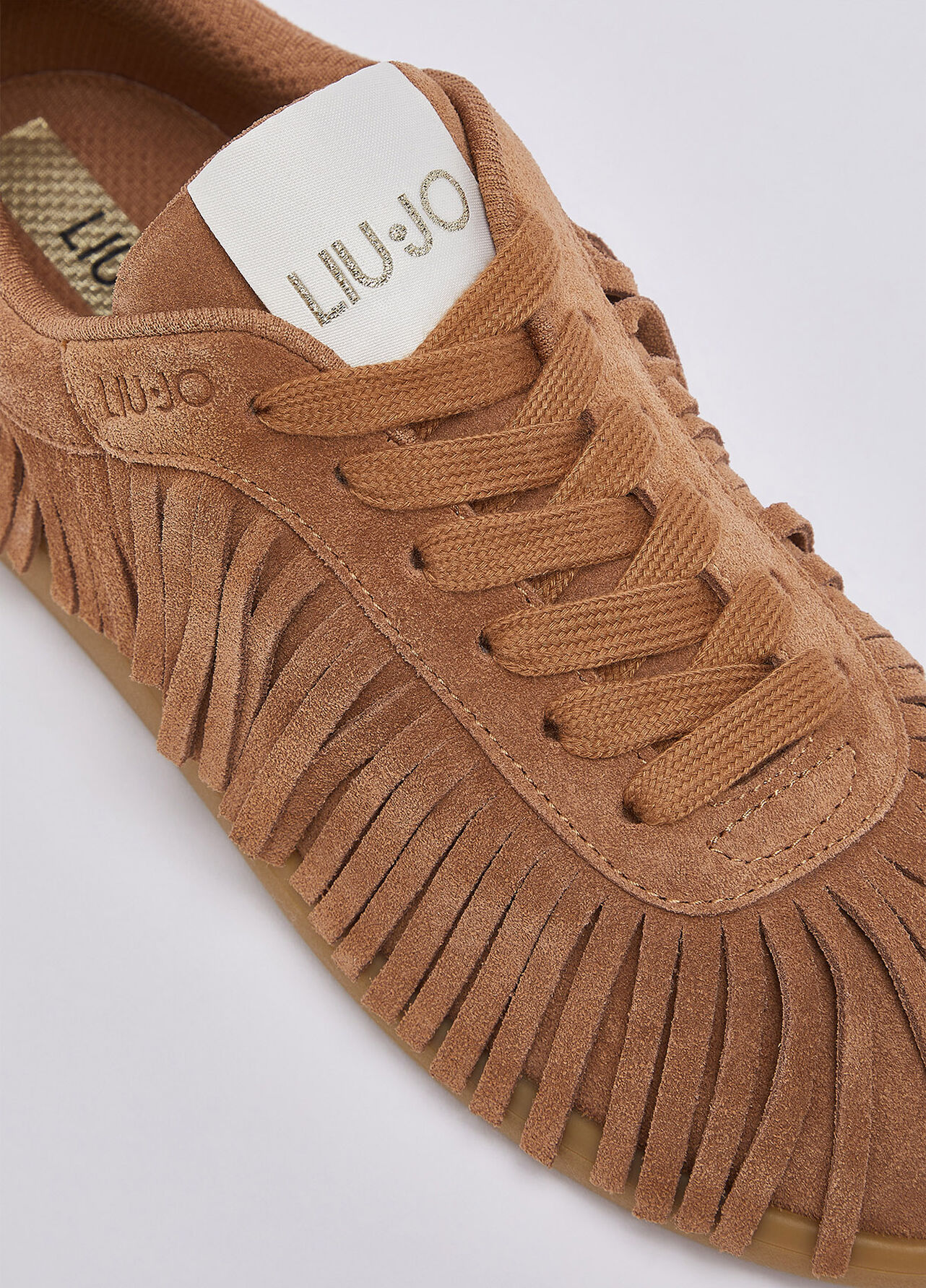 Sneakers in suede con frange - DARK BEIGE