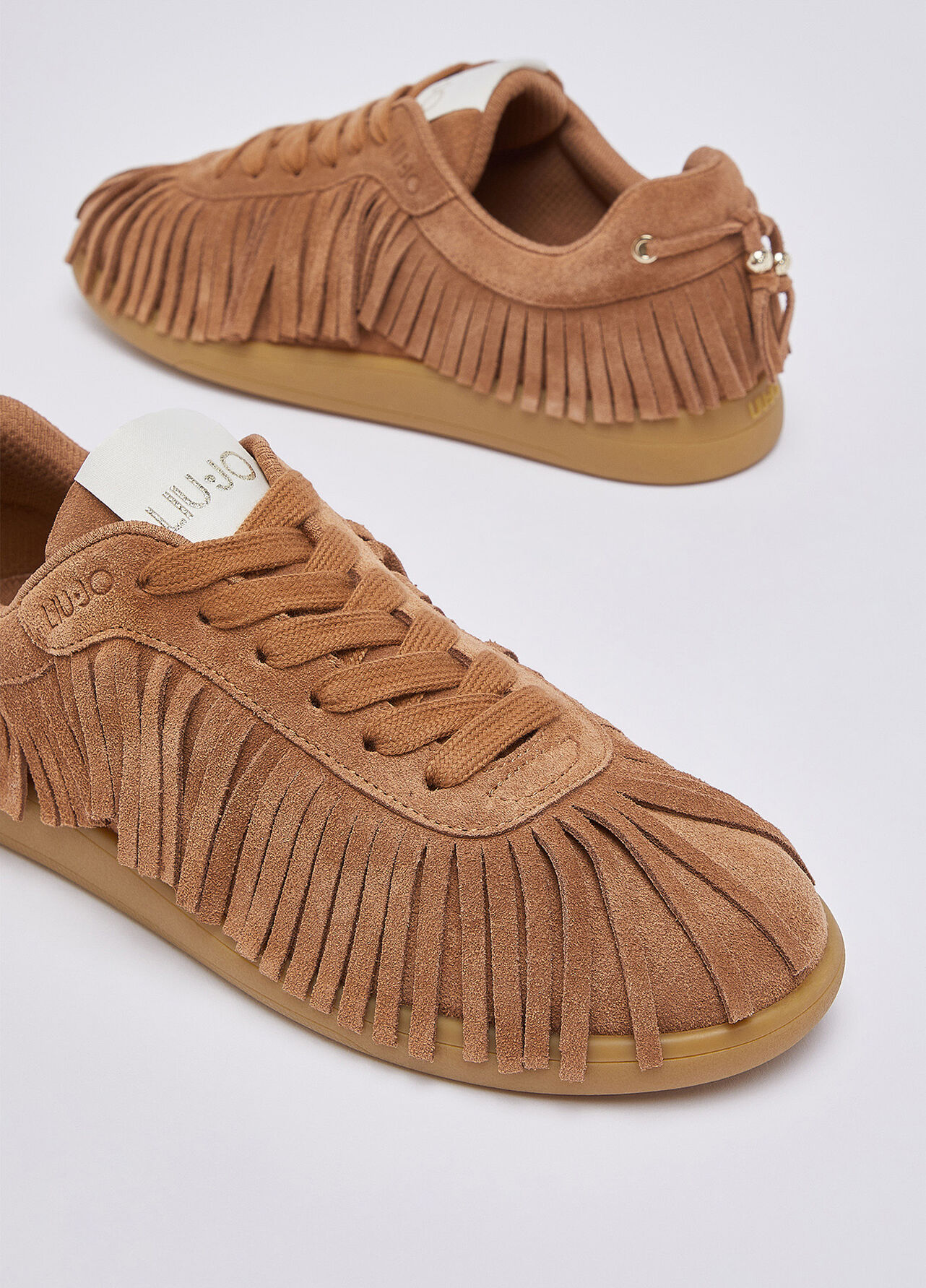 Sneakers in suede con frange - DARK BEIGE