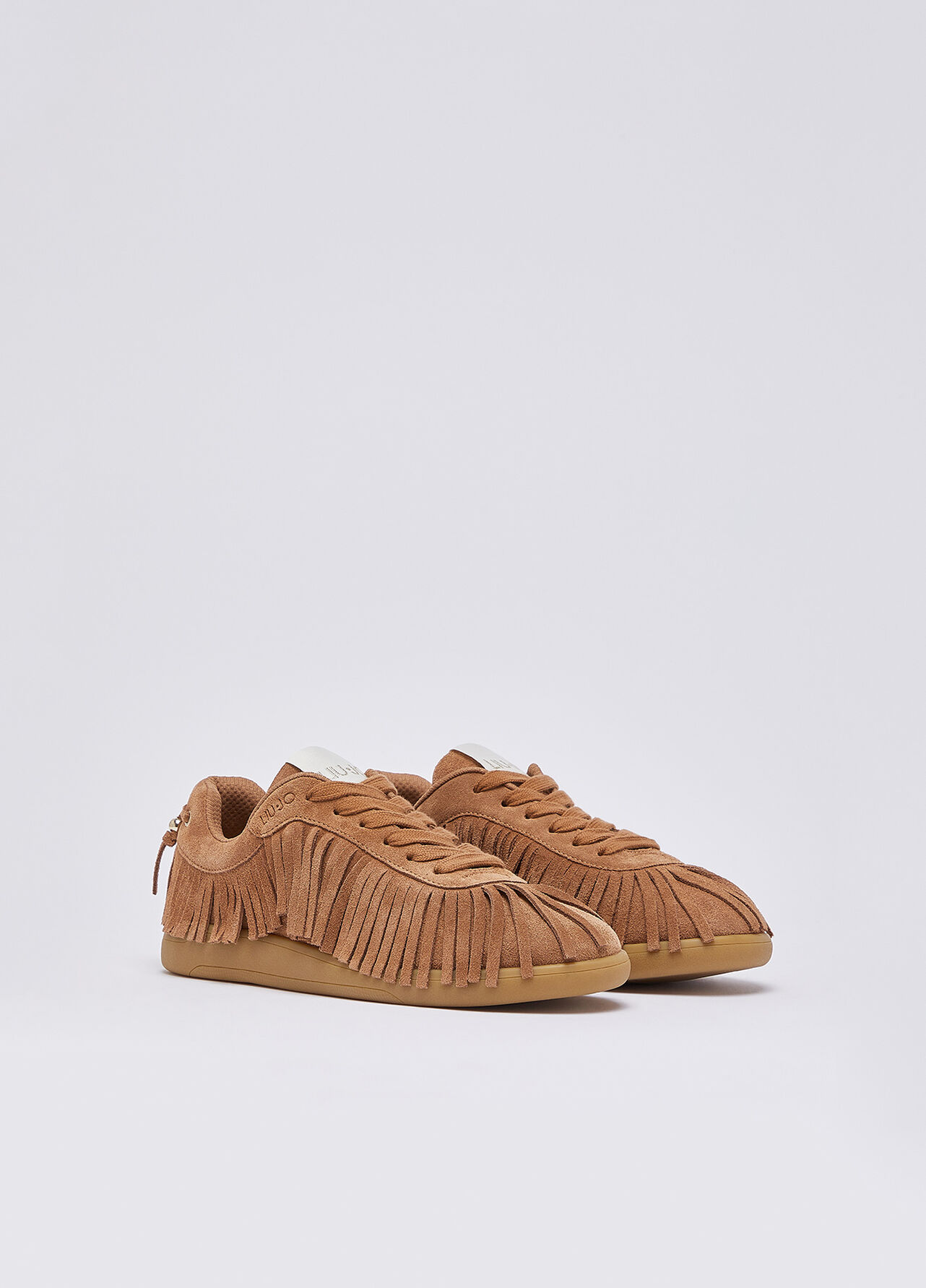 Sneakers in suede con frange - DARK BEIGE