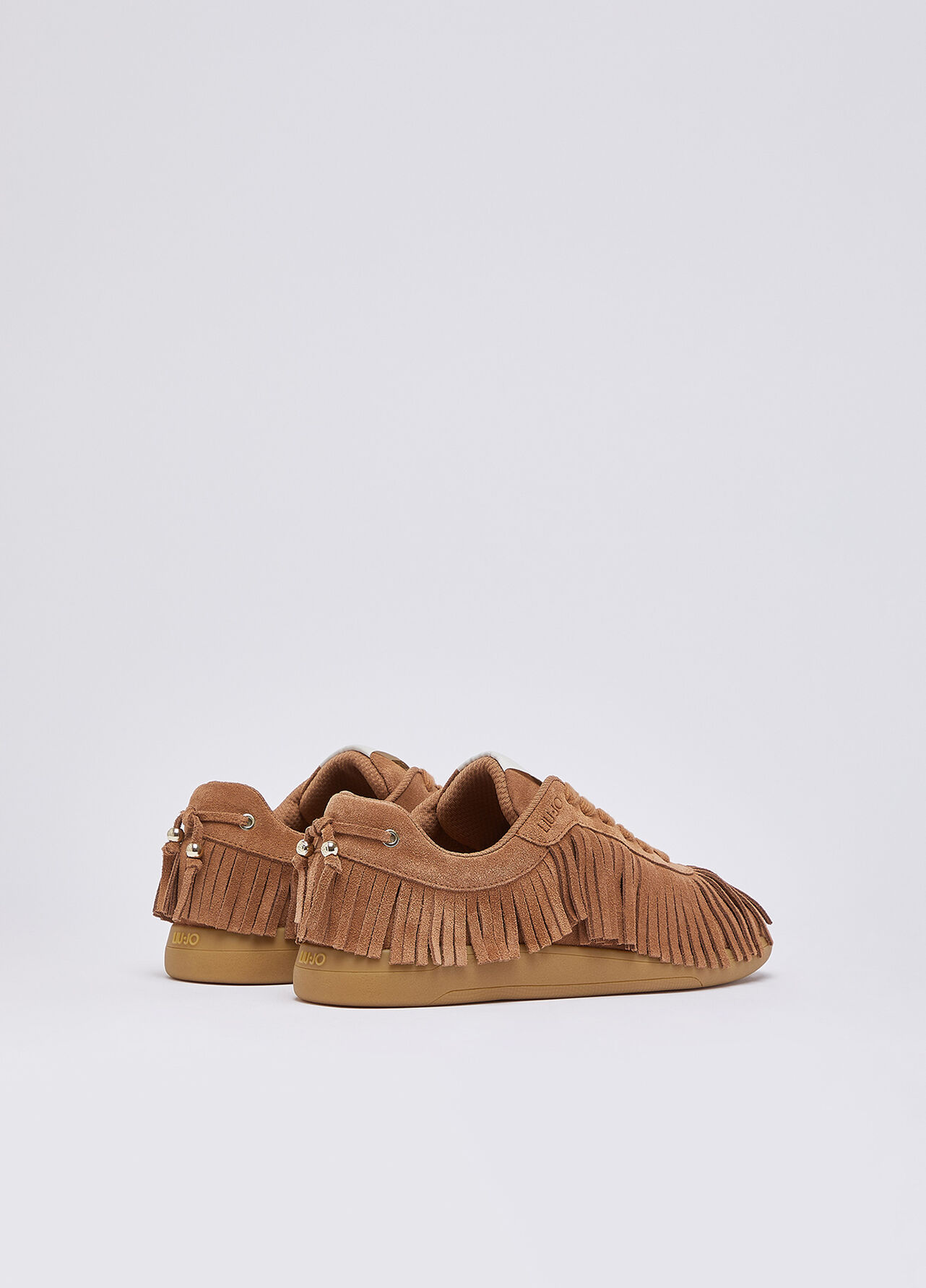Sneakers in suede con frange - DARK BEIGE