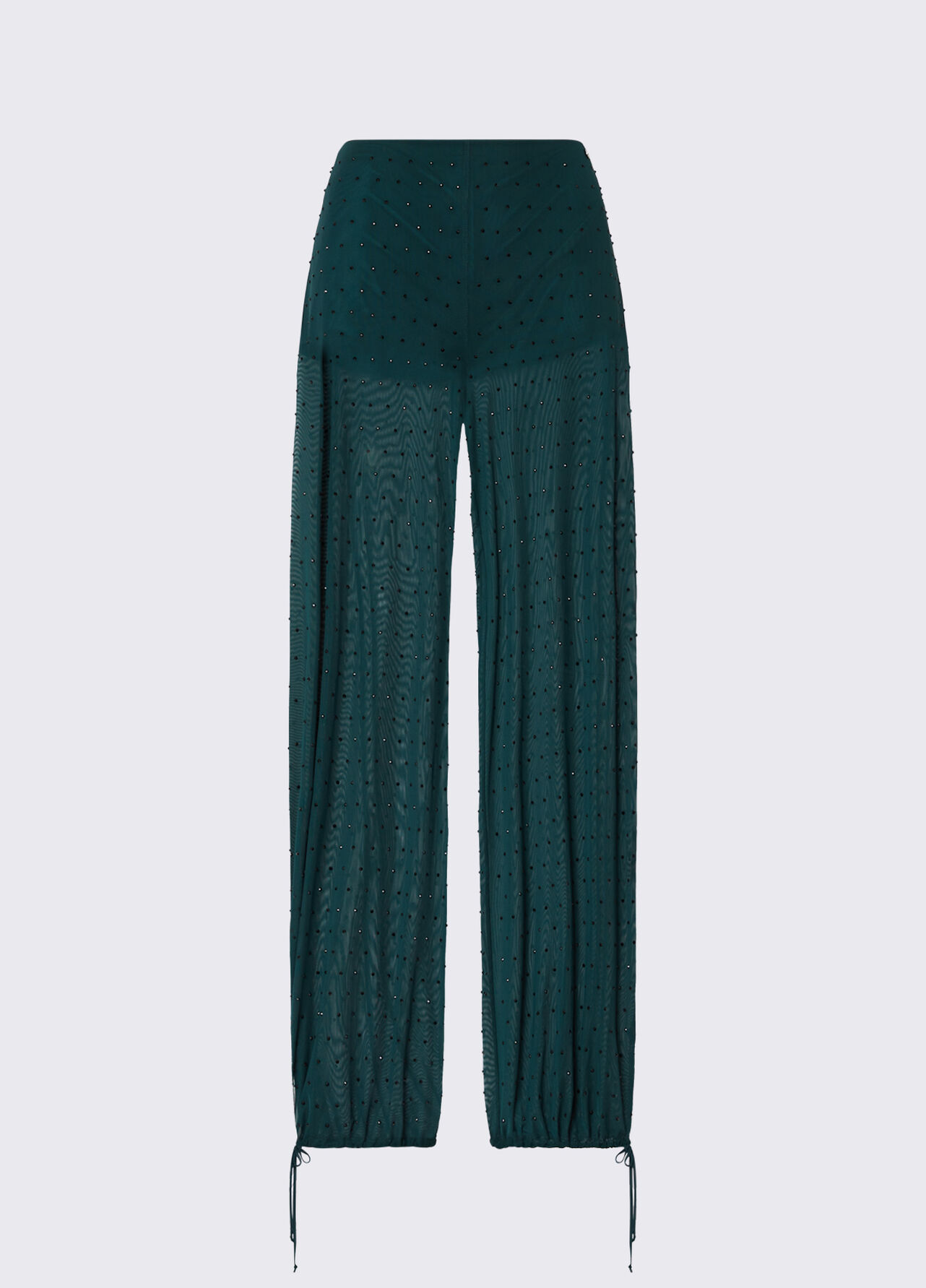Pantaloni in tulle con ricami gioiello - DARK GREEN