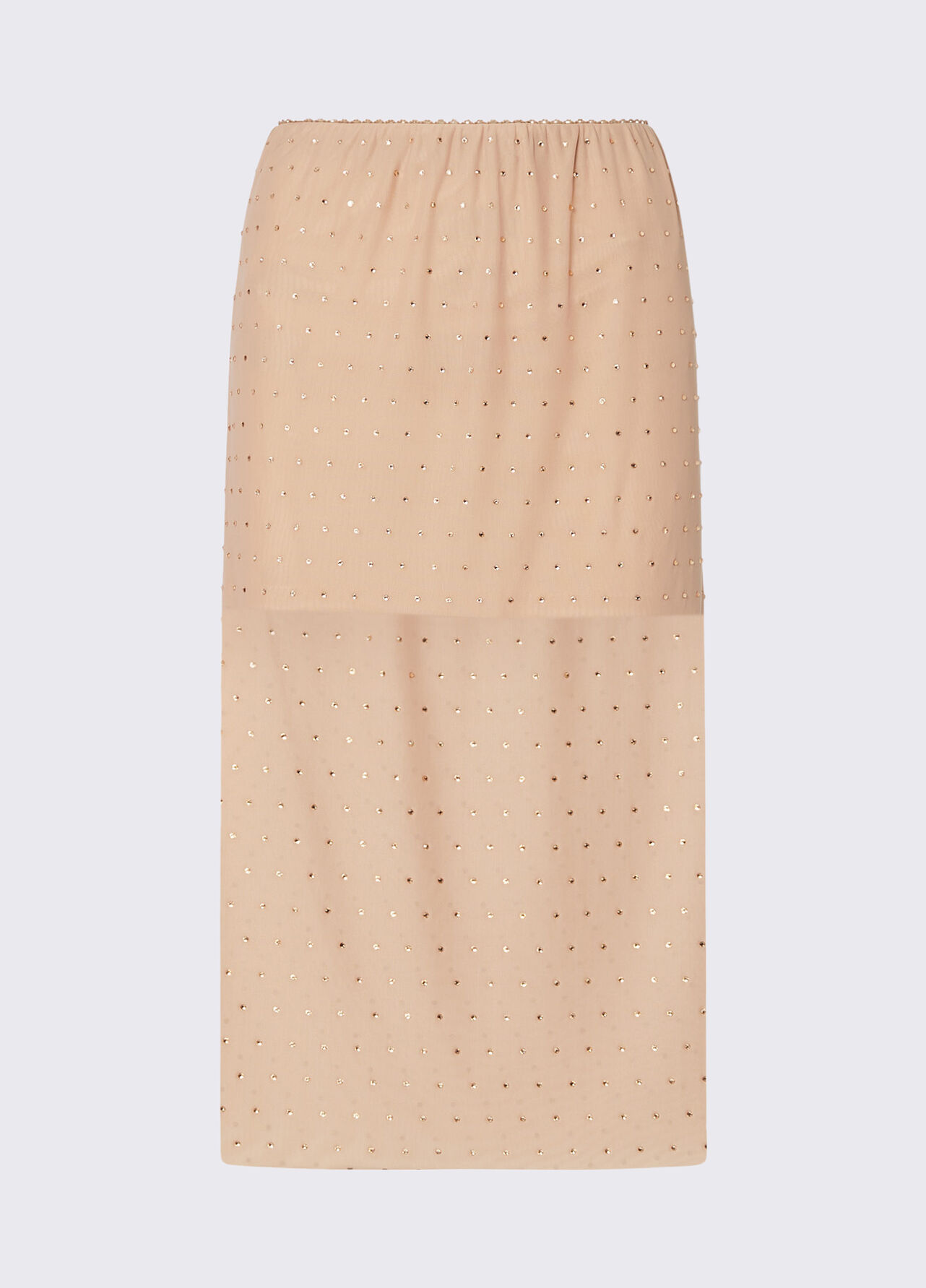 Longuette in tulle ricamato - NUDE
