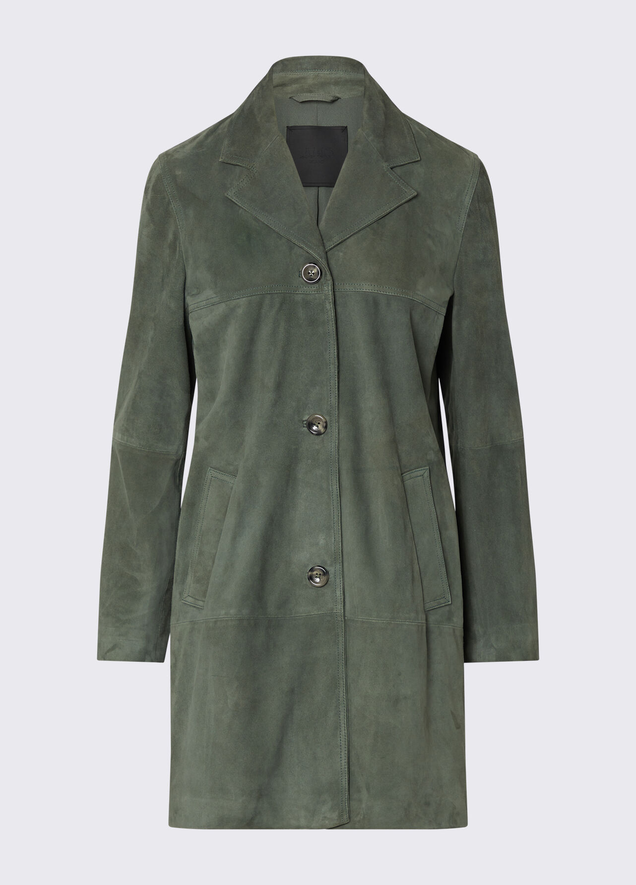 Giacca lunga in suede - SAGE GREEN