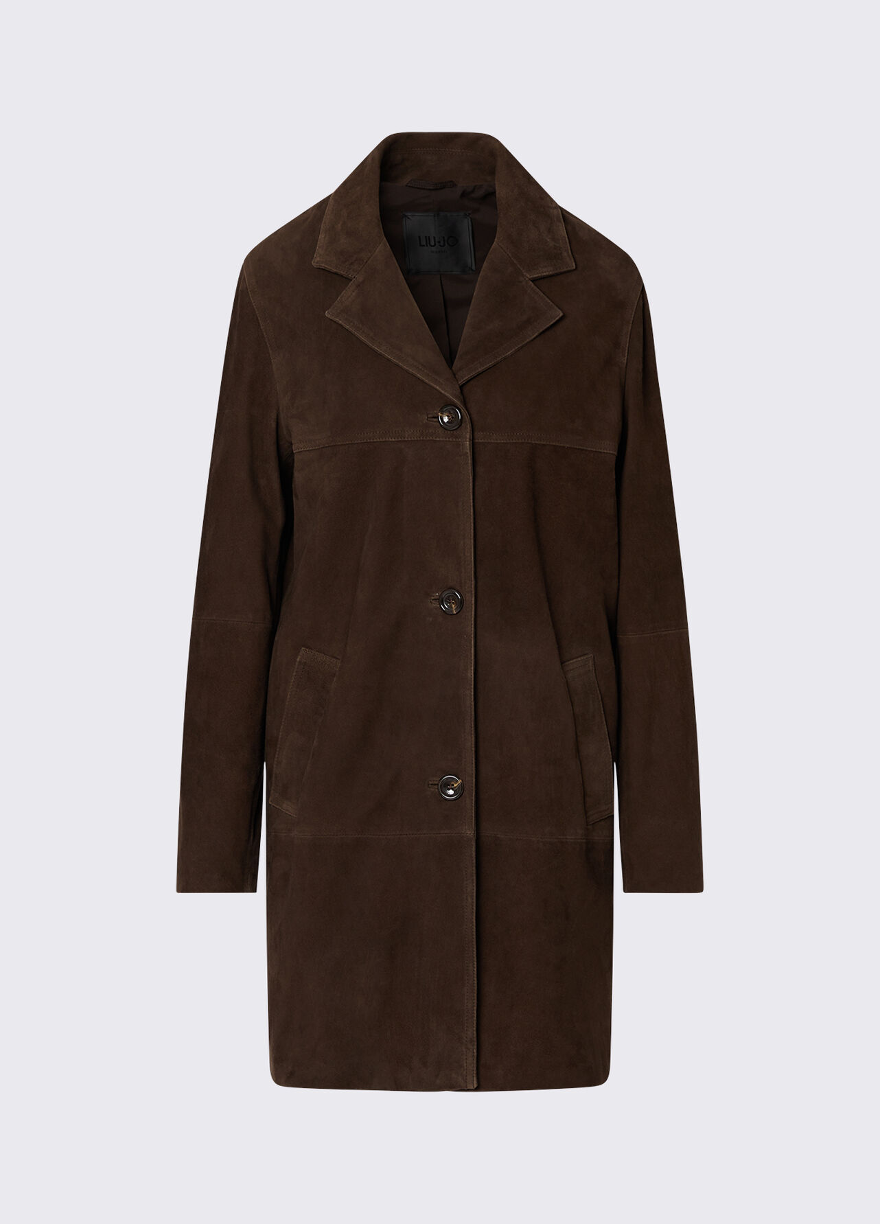 Giacca lunga in suede - COCOA BROWN