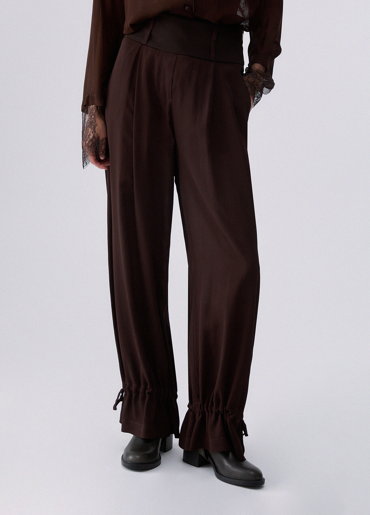 Pantaloni ampi con coulisse - MOCHA