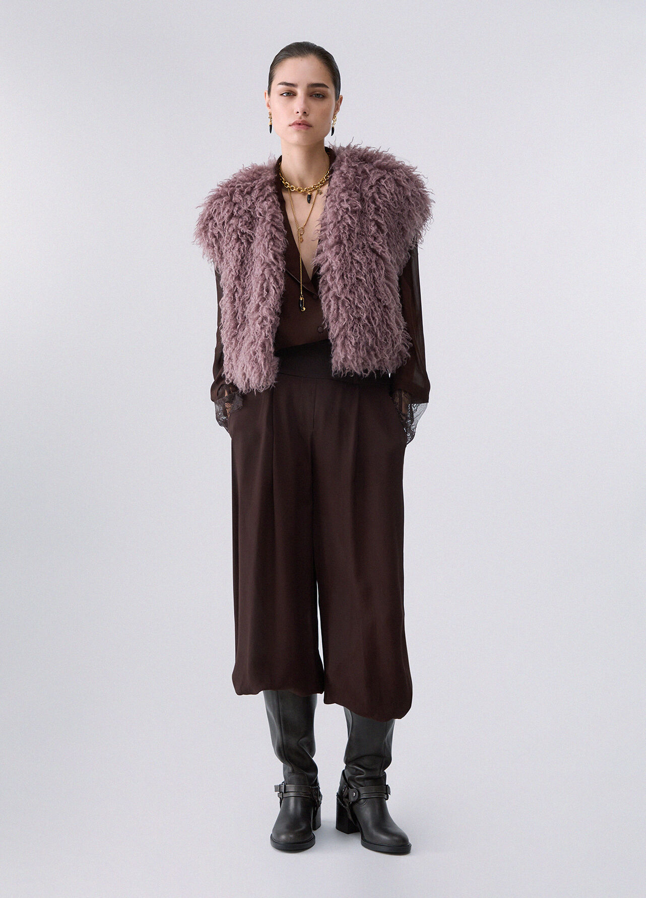 Pantaloni ampi con coulisse - MOCHA