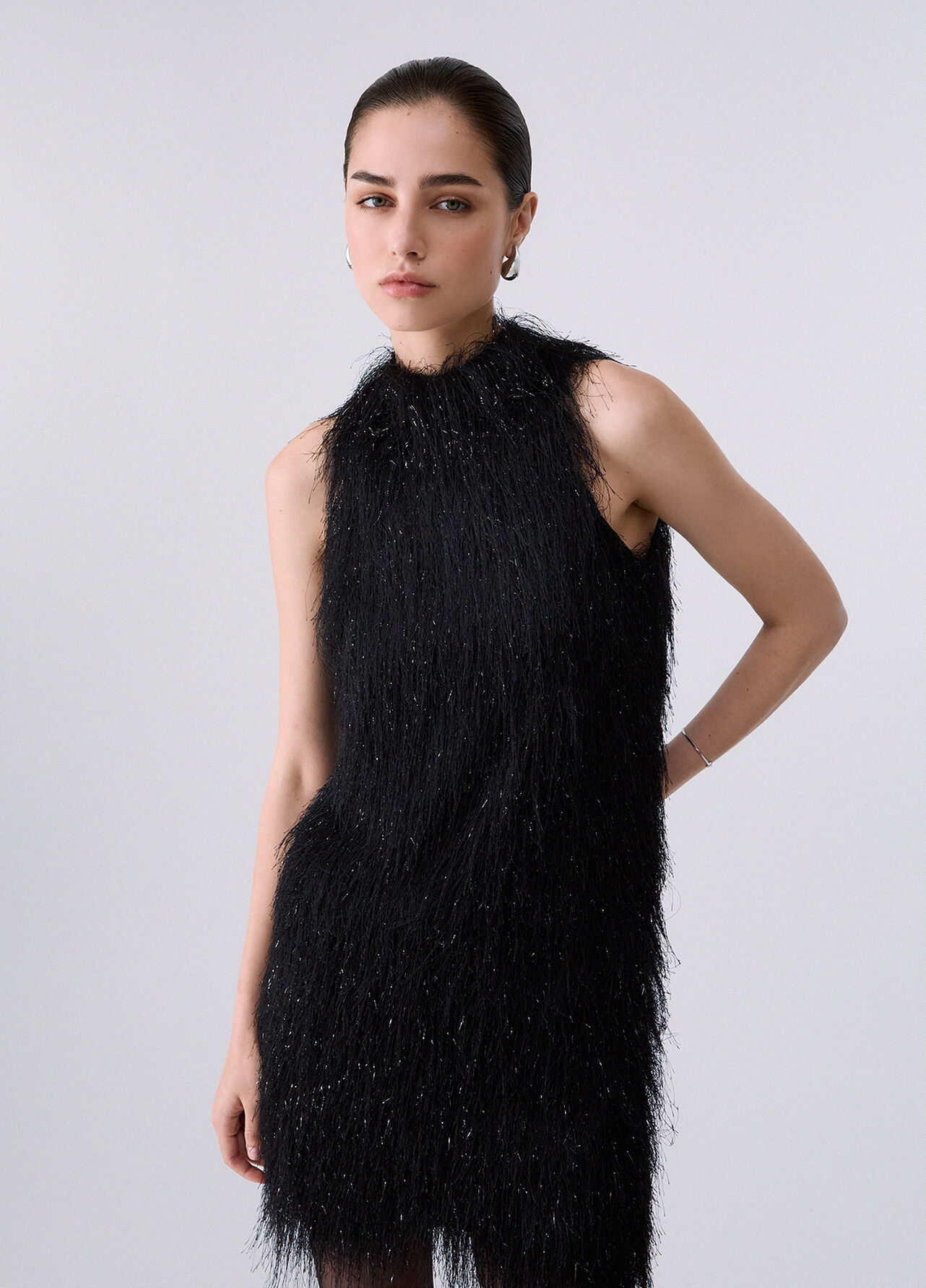 Top con frange - BLACK