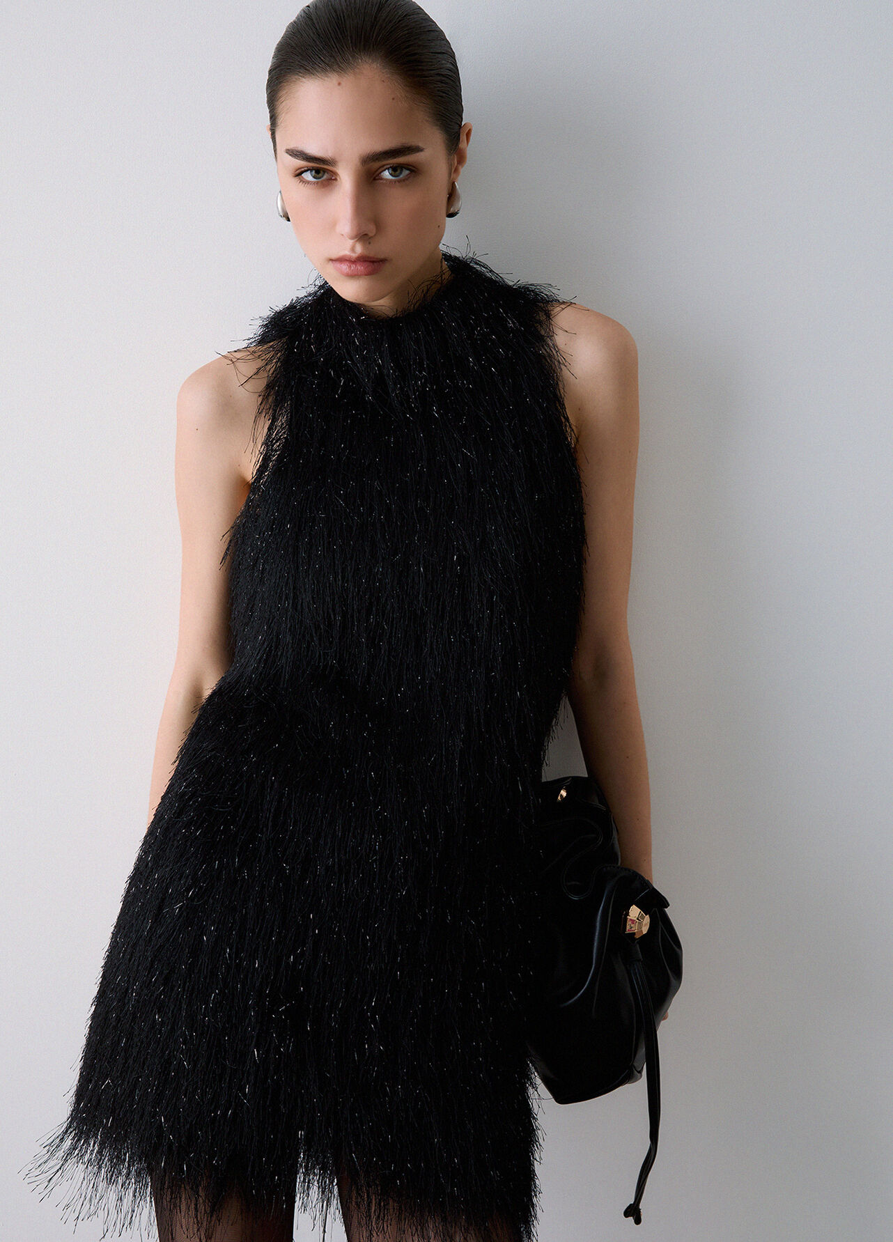 Top con frange - BLACK