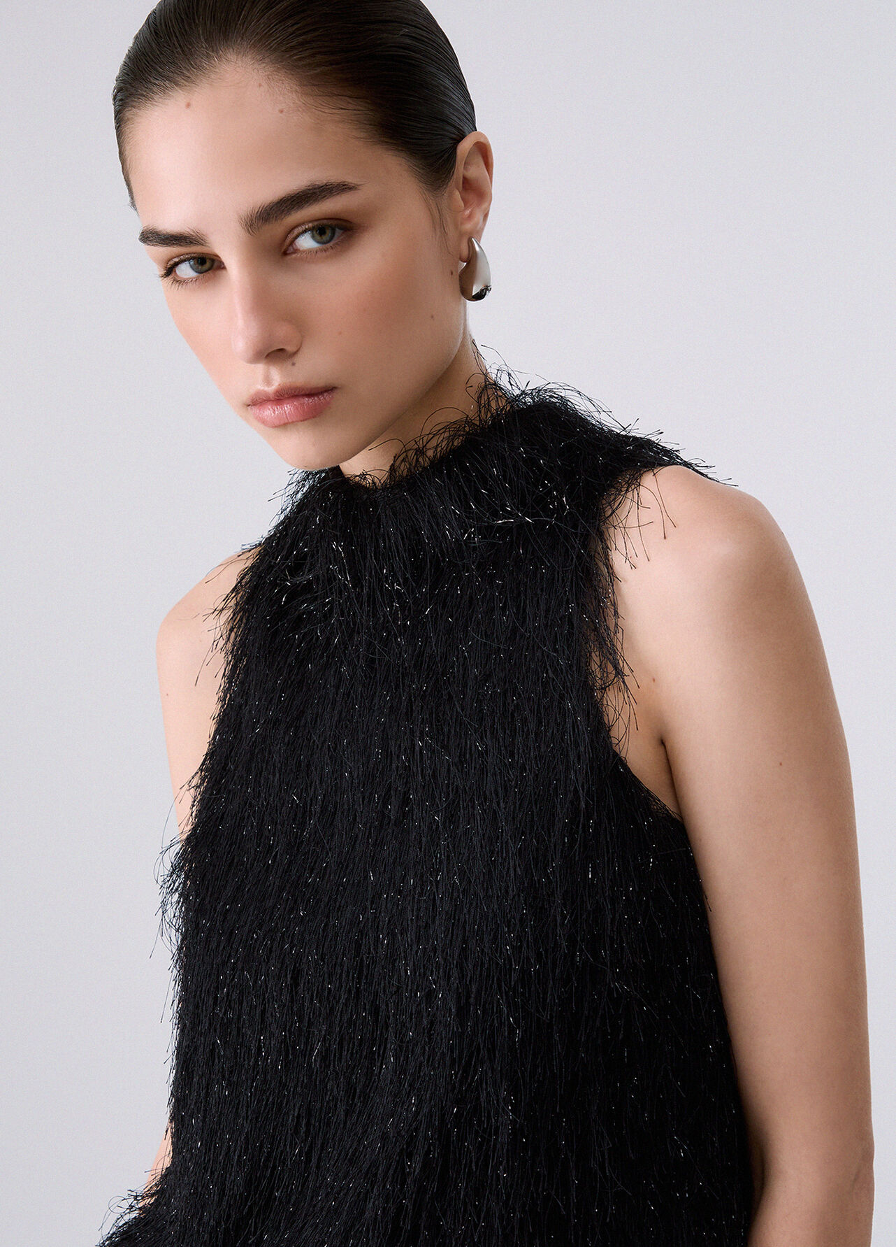 Top con frange - BLACK