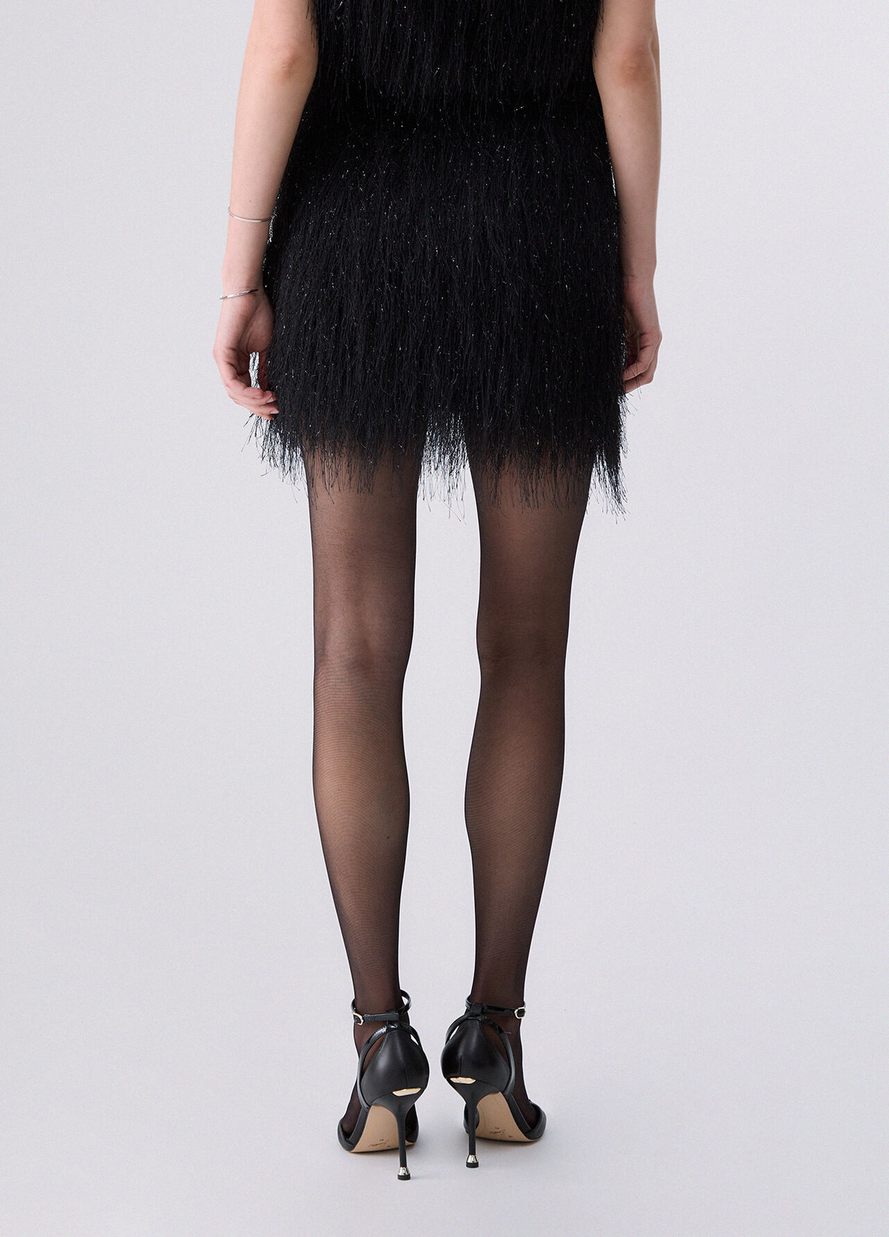 Minigonna con frange - BLACK