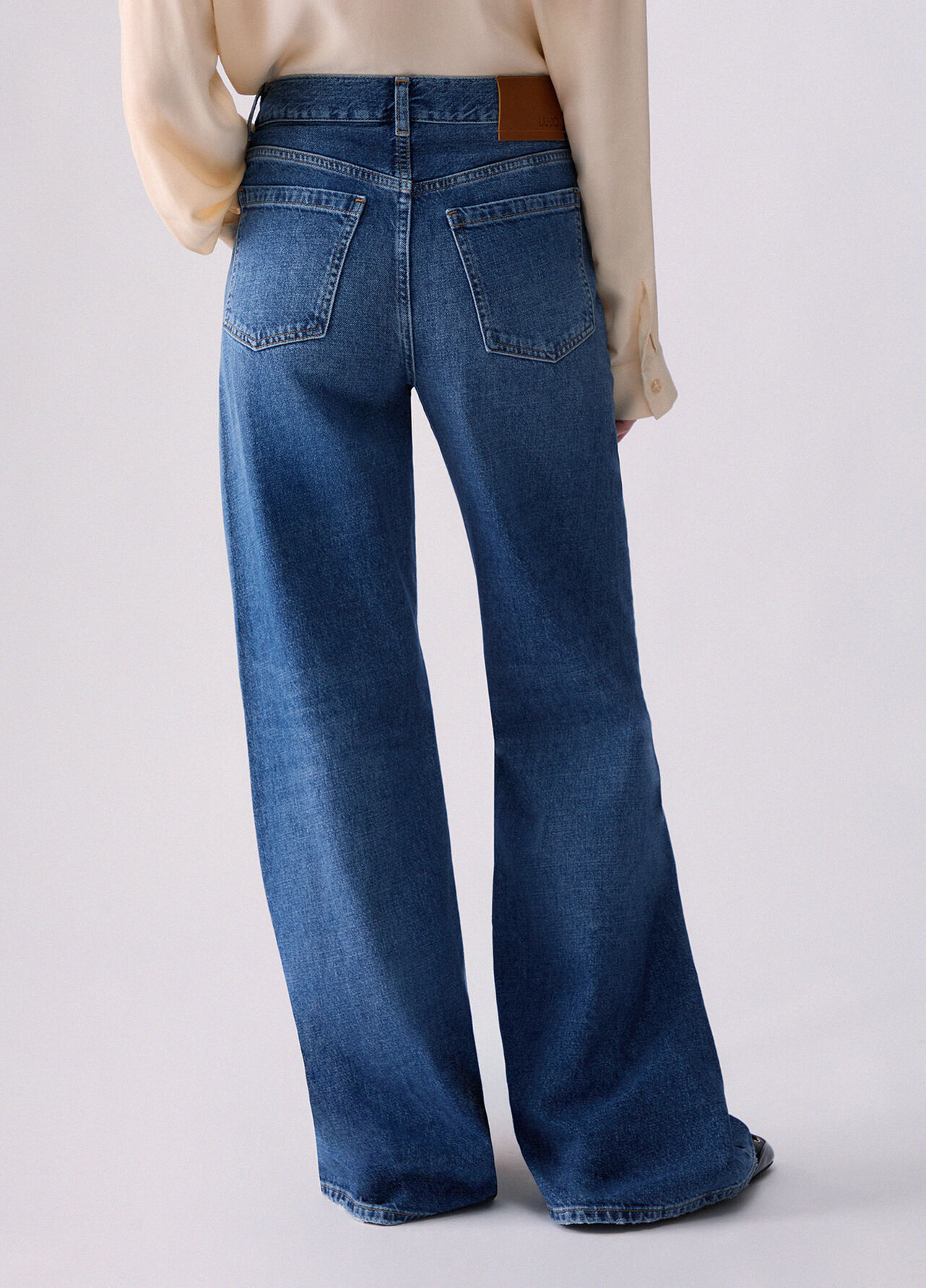 Jeans flare con bandana - BLUE DENIM
