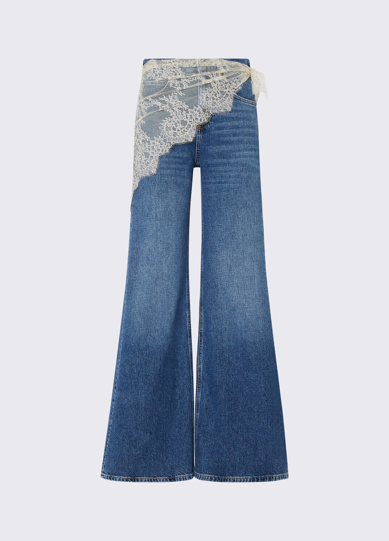 Jeans flare con bandana - BLUE DENIM