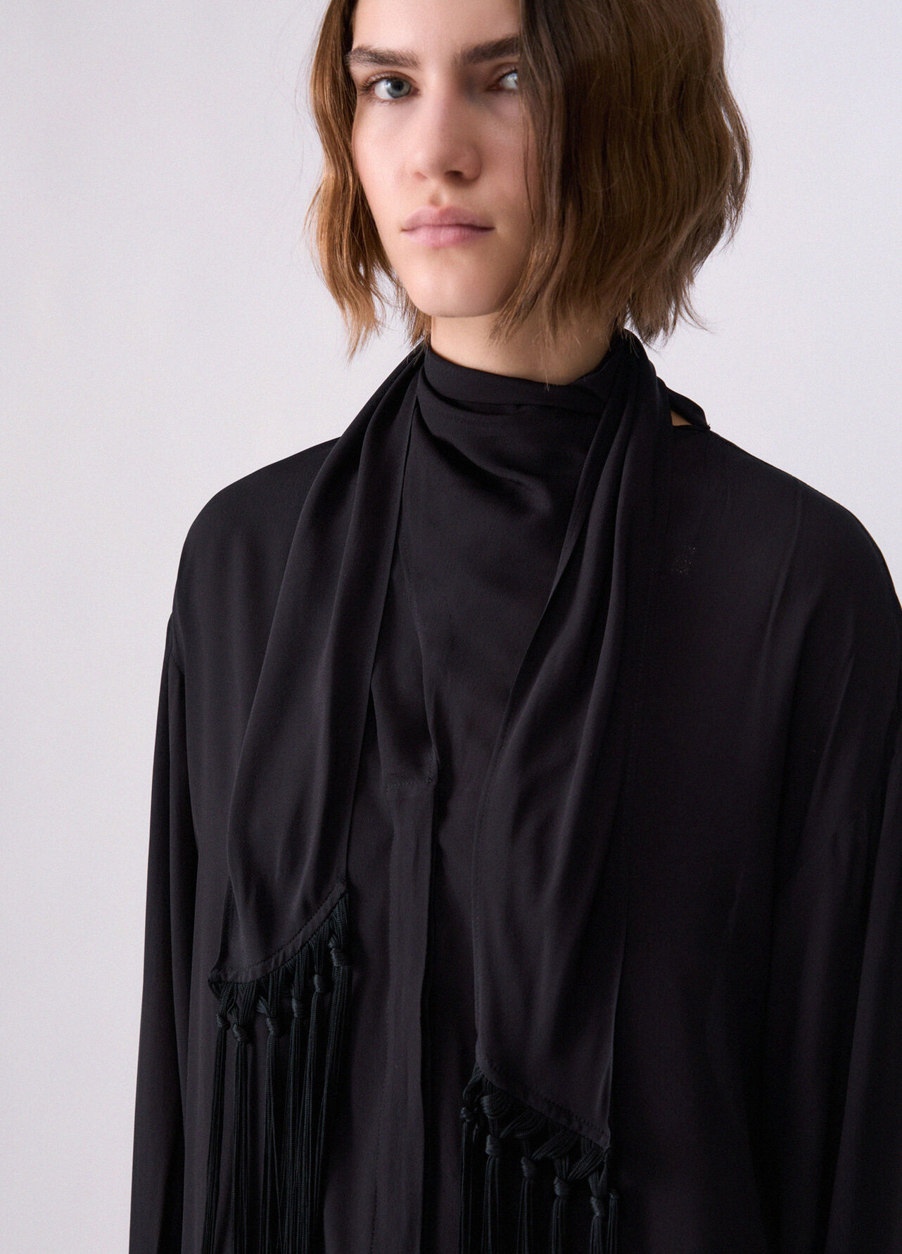 Camicia con sciarpa - BLACK