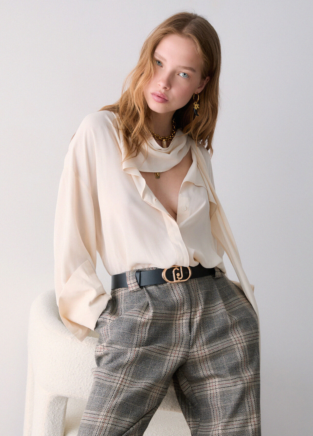 Camicia con sciarpa - BUTTER CREAM