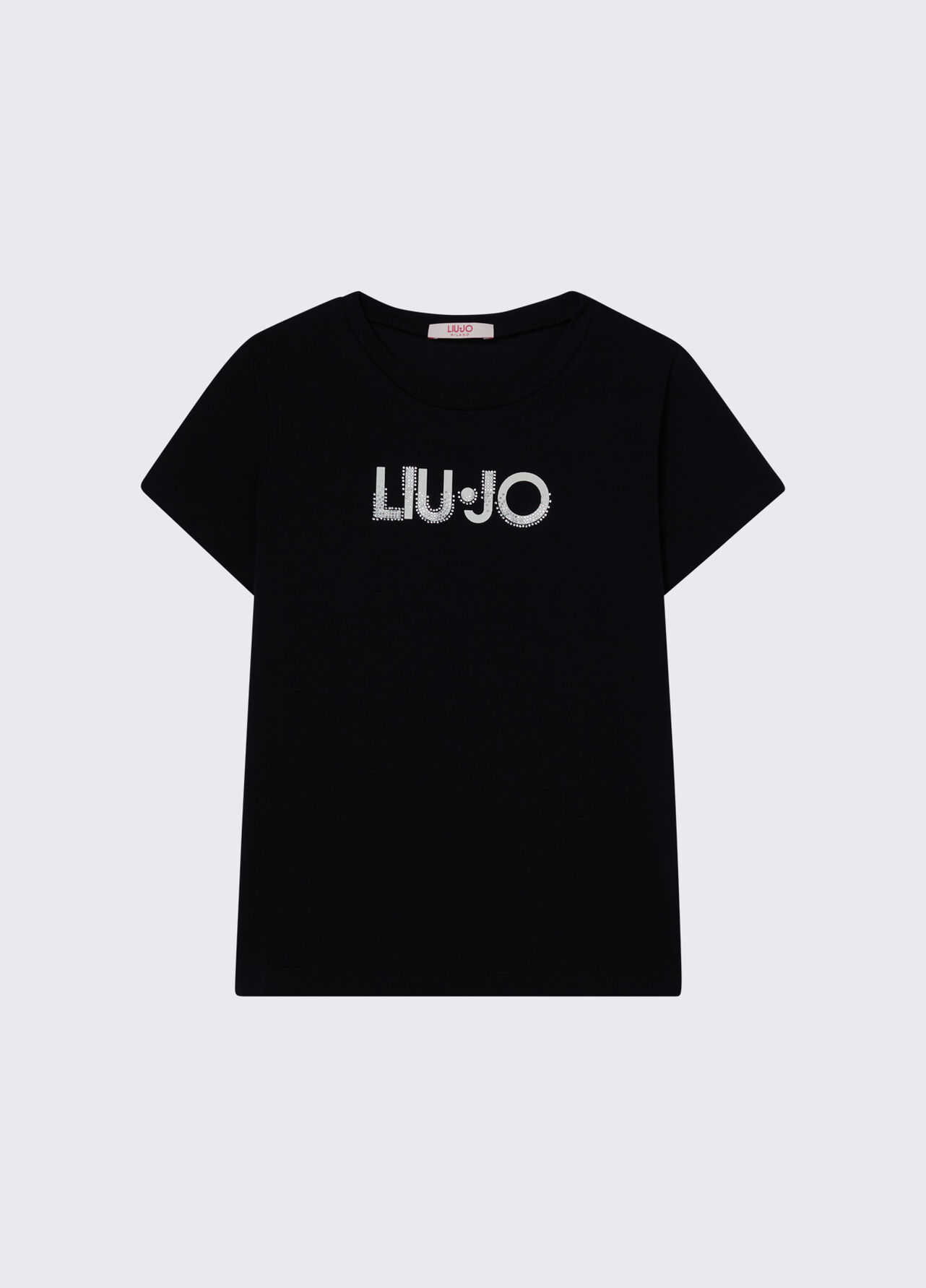 T-shirt con logo e strass - BLACK
