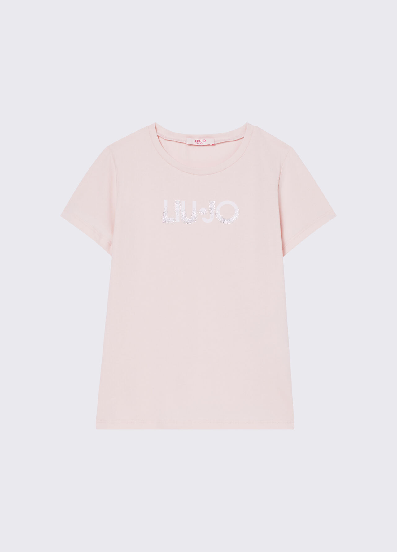 T-shirt con logo e strass - PEACH PINK