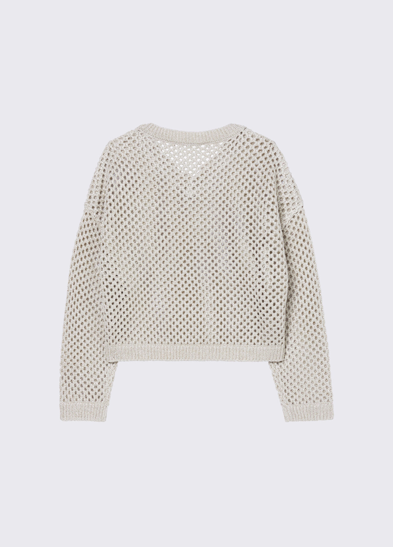 Pullover a rete con scollo a V - BEIGE
