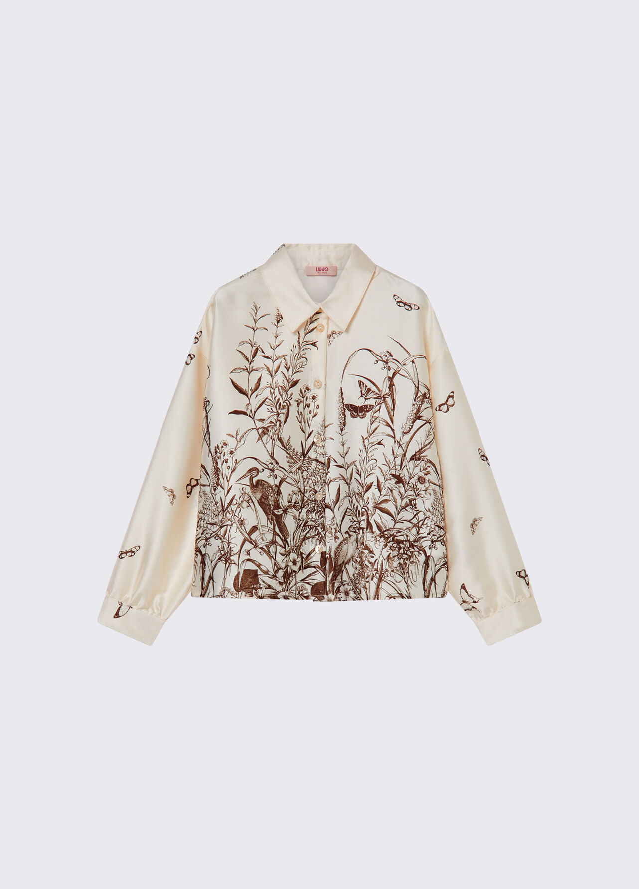 Camicia in raso stampato - CREAM