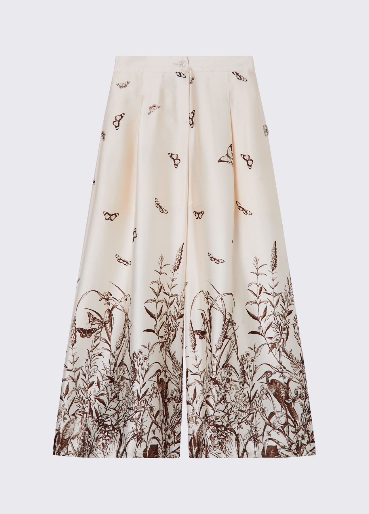 Pantaloni palazzo in raso stampato - CREAM