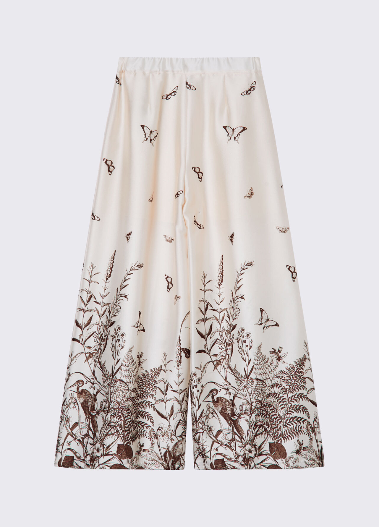 Pantaloni palazzo in raso stampato - CREAM