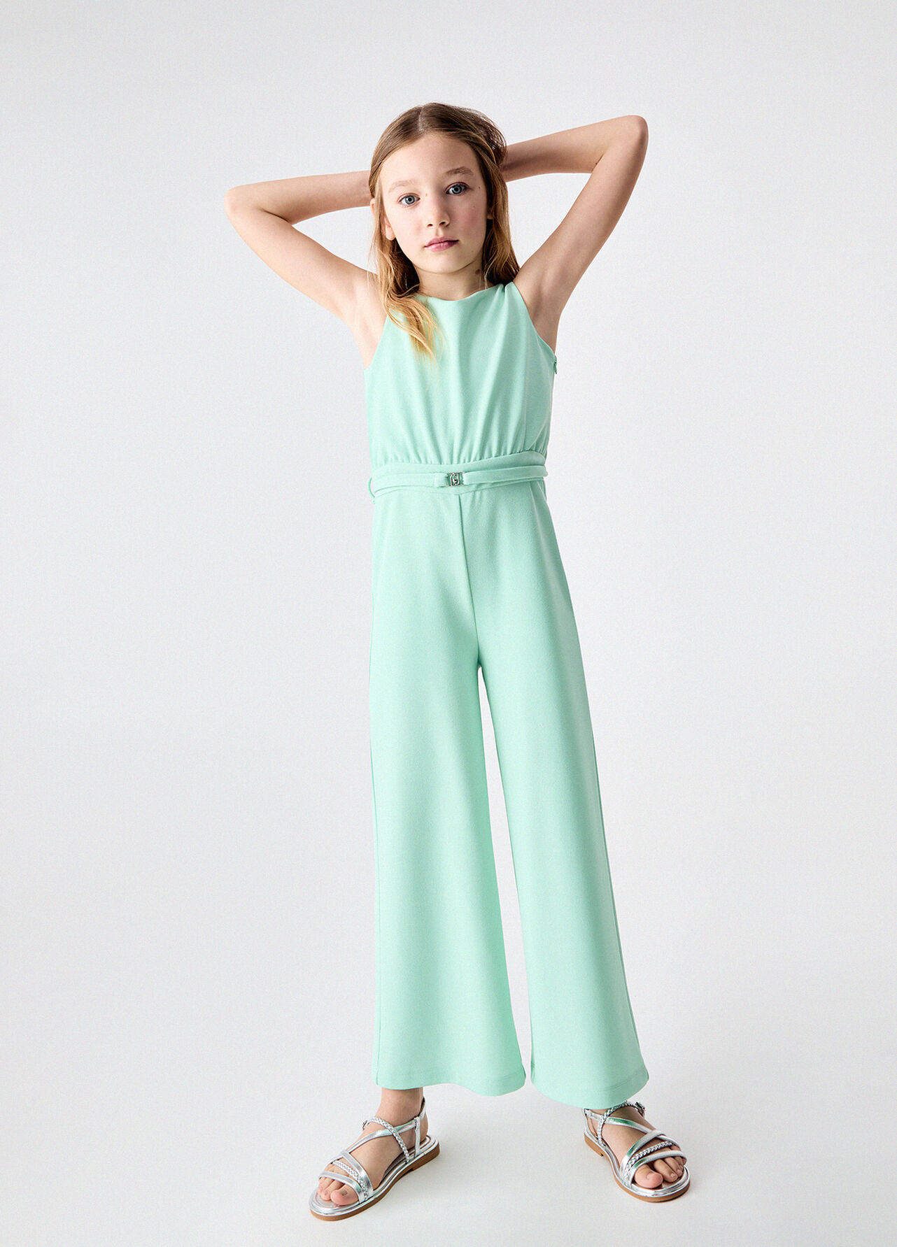 Tuta elegante con cintura - MINT GREEN