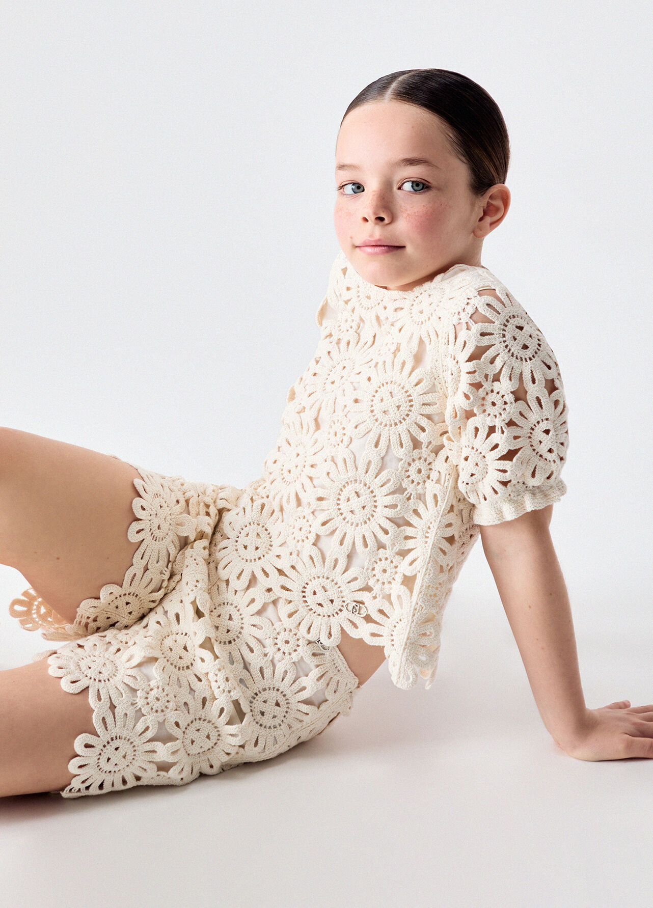 Short in macramè - BEIGE